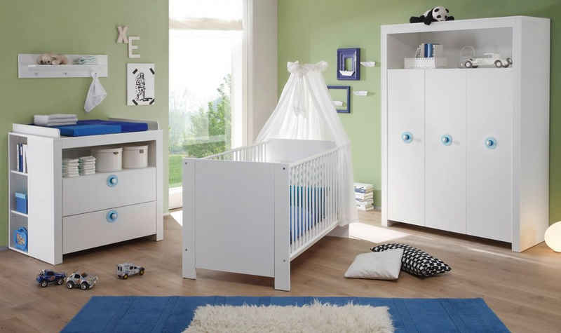 trendteam Babyzimmer-Komplettset Olivia, (weiß, Möbelset 6-teilig), wahlweise mit rosa oder blau