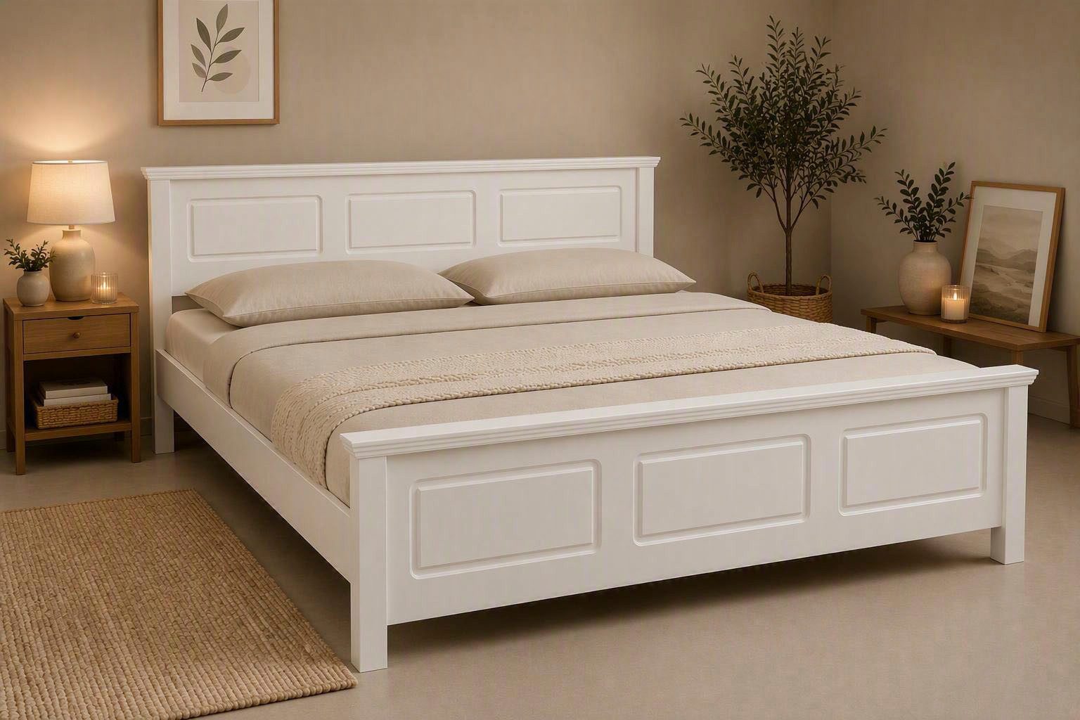 OTTO home Massivholzbett ERIKK', Made in Europe, optional mit Schublade, Massivholz Kiefer (FSC® zertifiziert), in mehreren Größen, Landhausstil mit Kassettenoptik