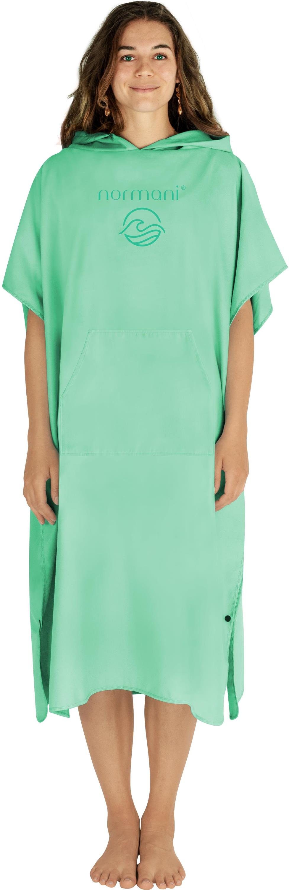 normani Badeponcho Damen Mikrofaser Badeponcho Nosara, Midilänge, Polyester, Kapuze, Schlupf, Surfer Poncho + Badetuch aus recyceltem Material