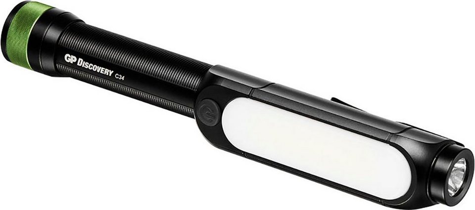 GP Batteries Taschenlampe Discovery C34, Front 150 Lumen & seitlich 180  Lumen, magnetische Endkappe