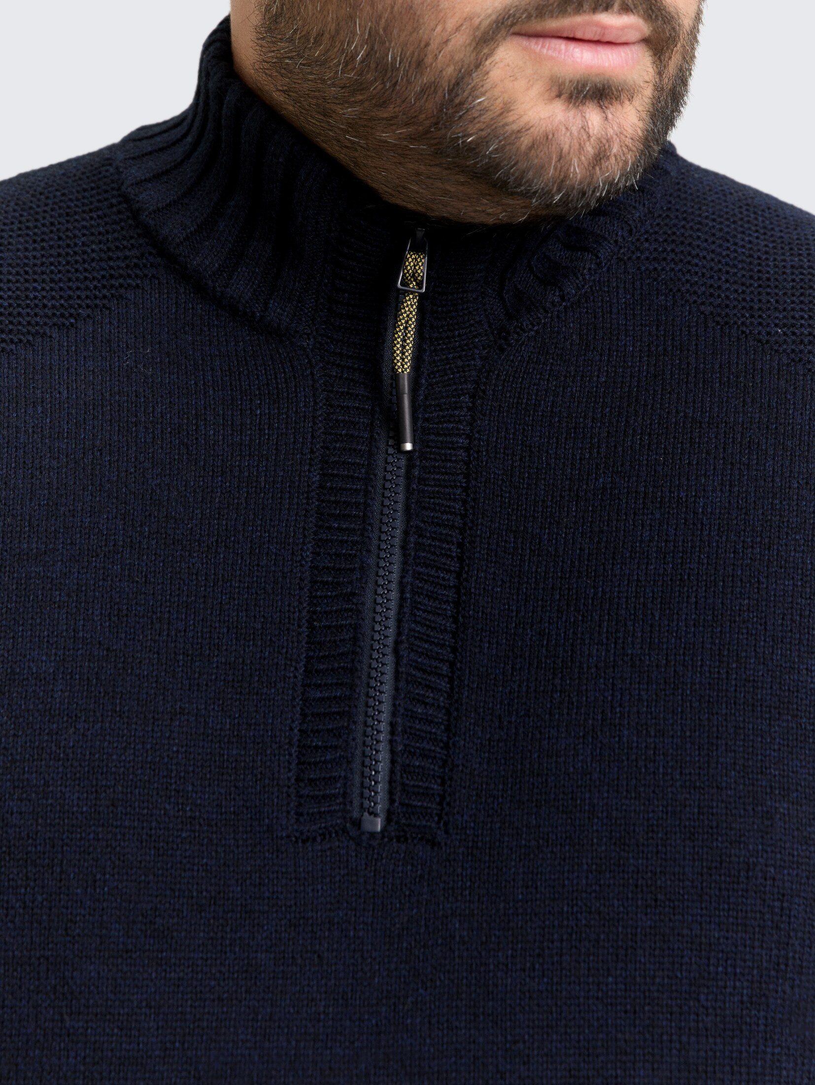 TOM TAILOR PLUS Strickpullover Pullover & Strickjacken Plus Size - Troyer Strickpullover mit Ripp-Details