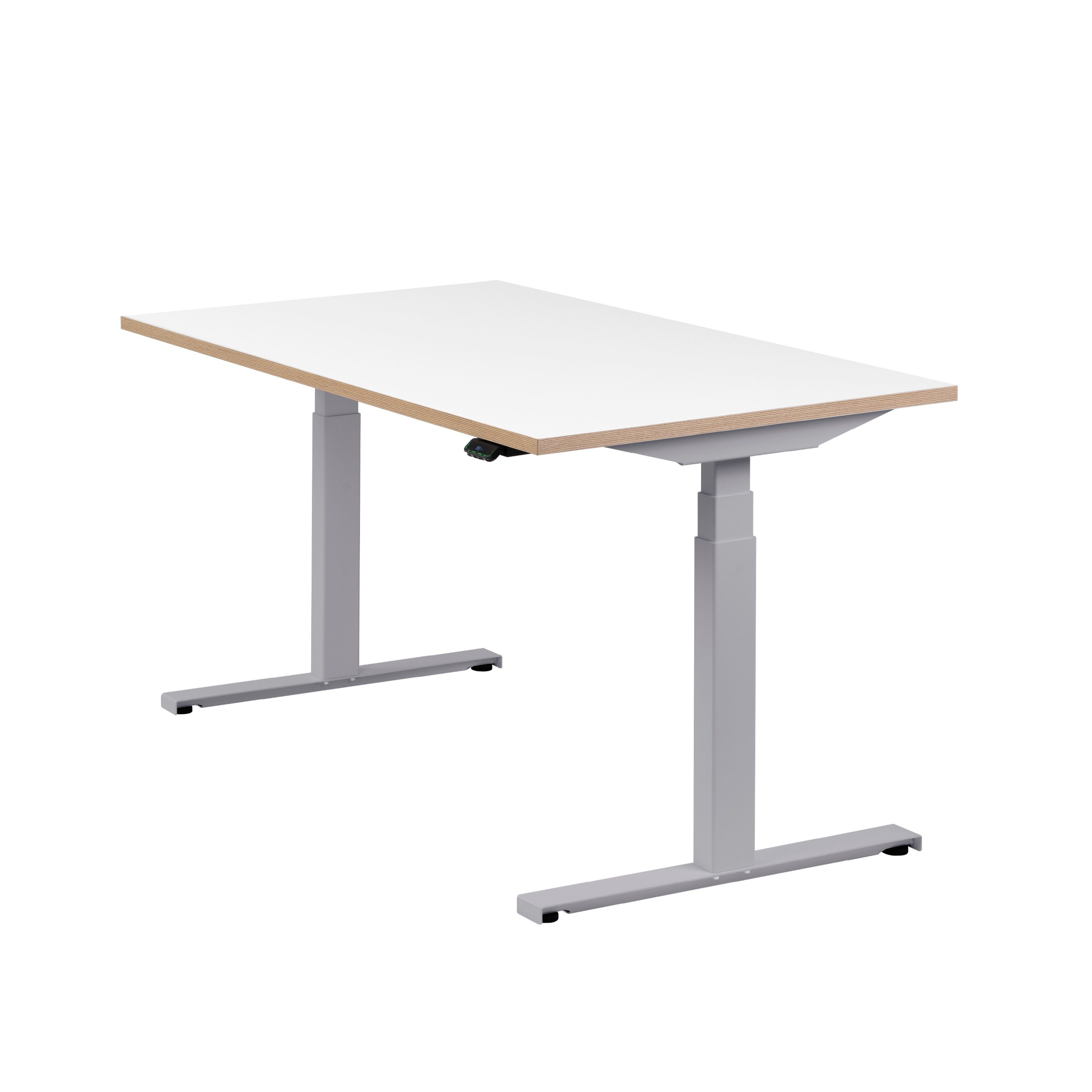 boho office® Schreibtisch Easydesk, Silber elektrisch höhenverstellbar Tischplatte Weiß 140 x 80 cm Silber | Weiß