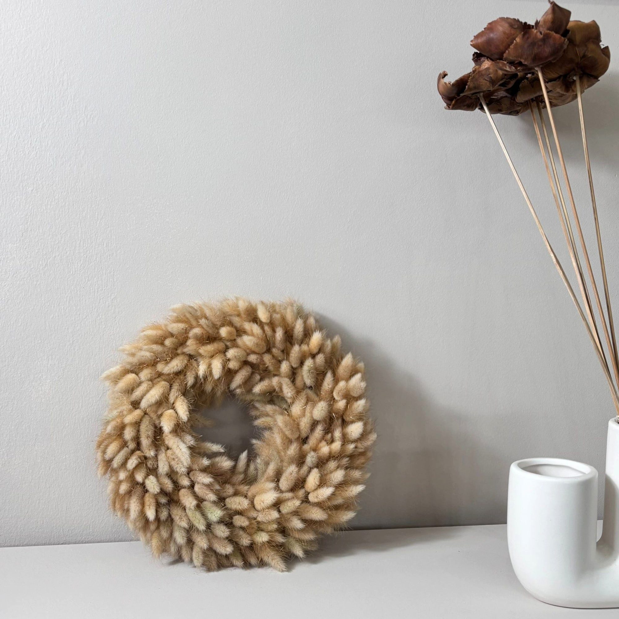 LYKKE & You Dekokranz Trockenblumenkranz Lagurus beige