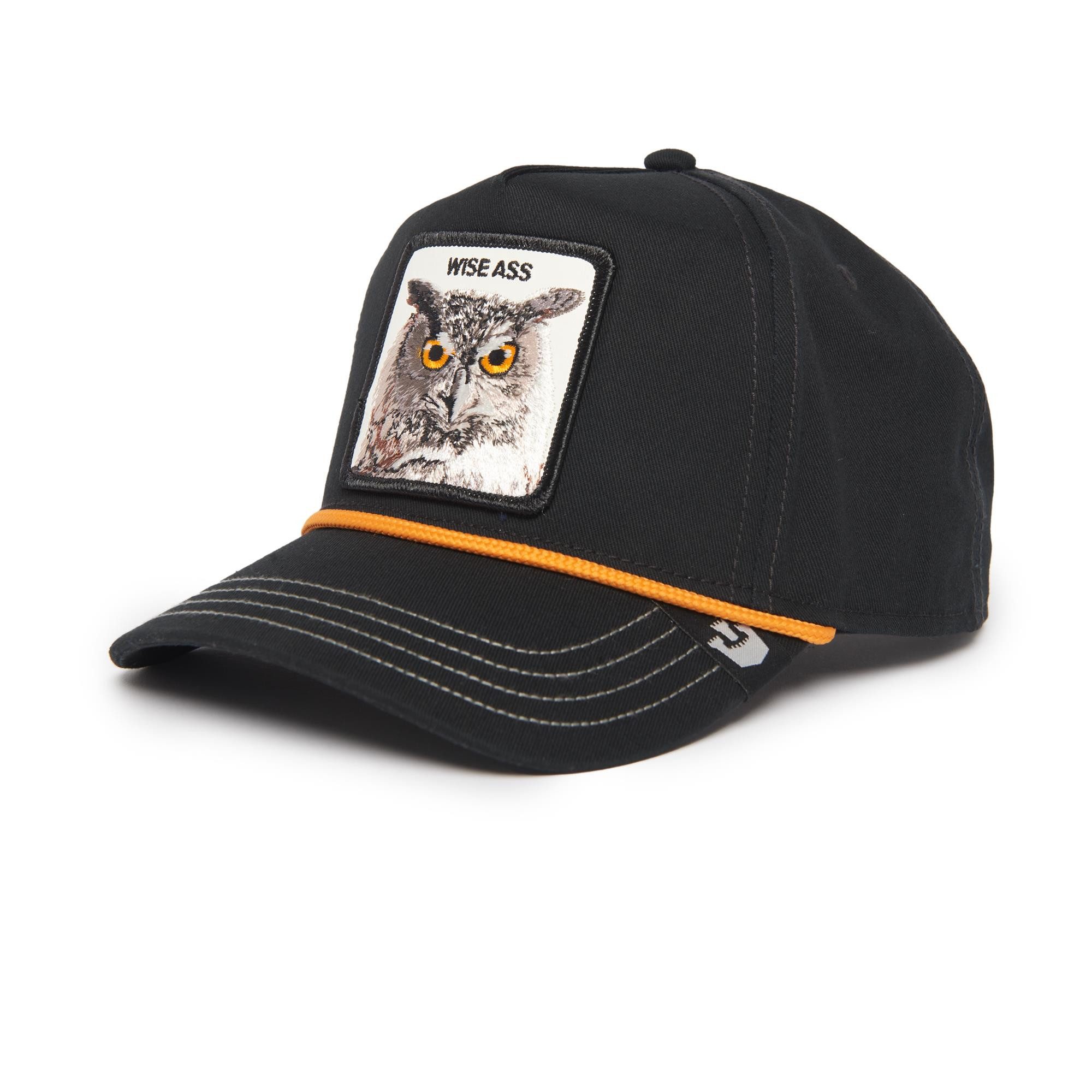 GOORIN Bros. Trucker Cap Goorin Bros. Wise Owl 100 ALL OVER CANVAS Snapback Cap - Black (Basecap, Basecap, Trucker Kappe, Full Trucker) Kordel zwischen Schirm und Krone