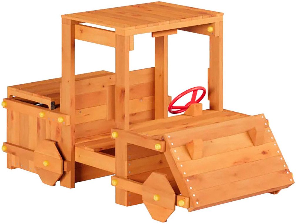 FUNGOO Spielturm Garden Buggy, Spielgerät mit kreativem Autokofferraum und Holzdach, Made in Europe, FSC® - schützt Wald