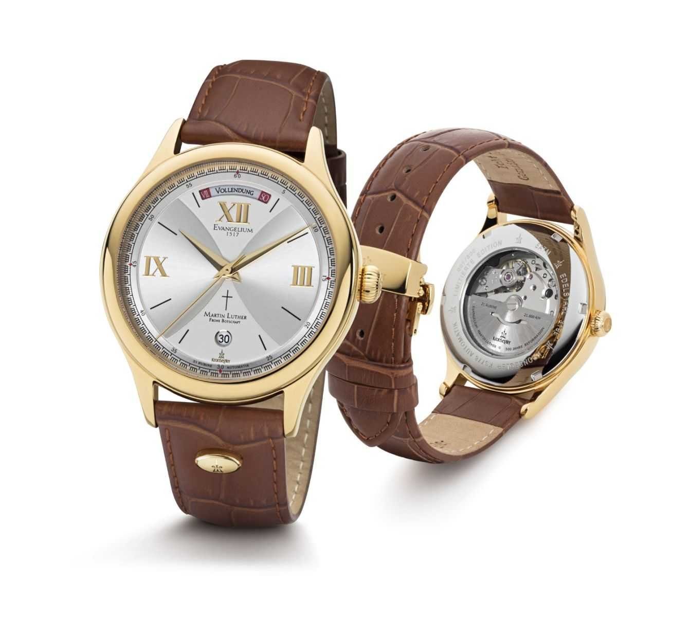 Automatikuhr Martin Luther Evangelium Herrenuhr gol/sil 40 mm