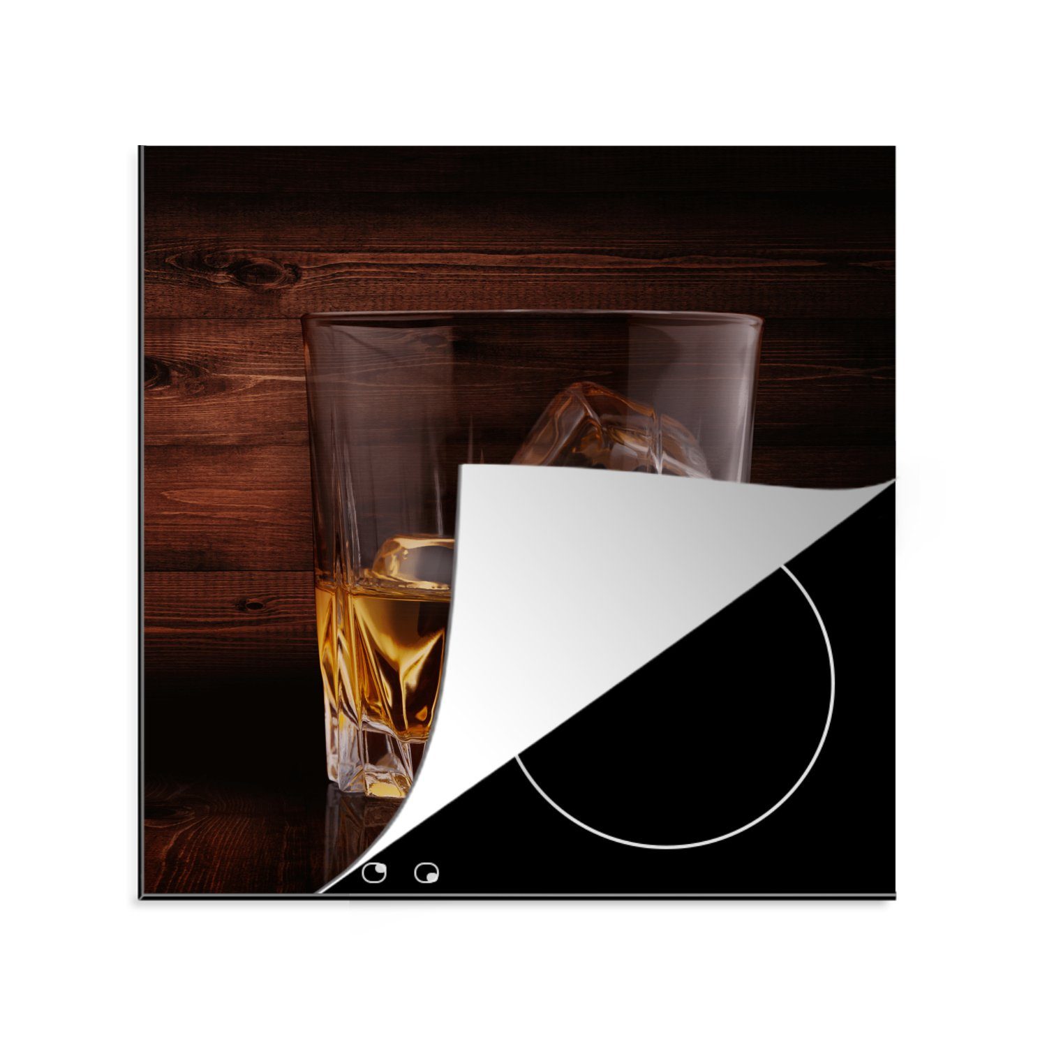 MuchoWow Herdblende-/Abdeckplatte Induktionsschutz - Whiskey - Alkohol - Glas, Vinyl, (1 tlg), 78x78 cm, Ceranfeldabdeckung, Arbeitsplatte für küche