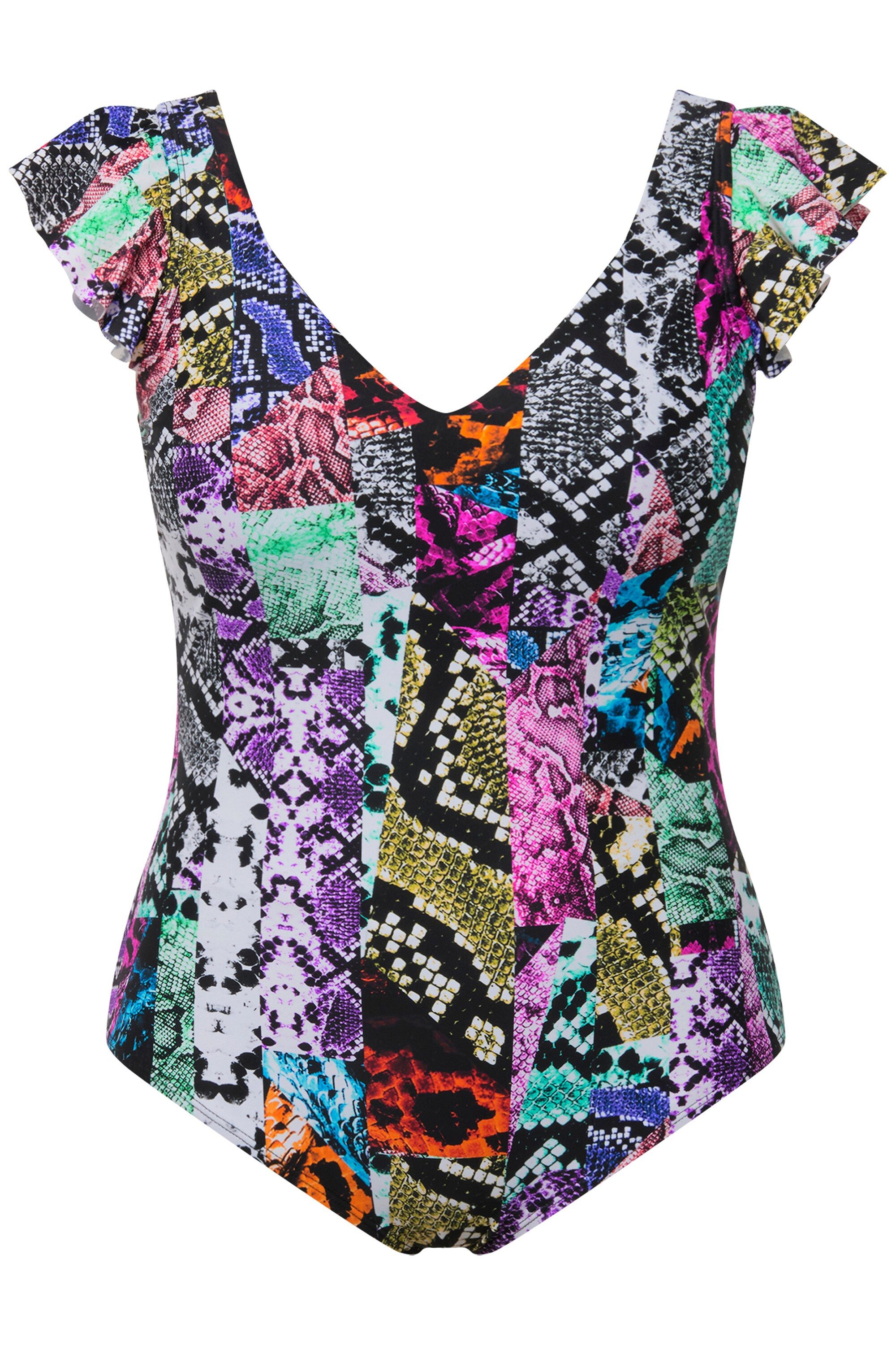 Ulla Popken Badeanzug Badeanzug Mustermix Softcups Flügelärmel günstig online kaufen