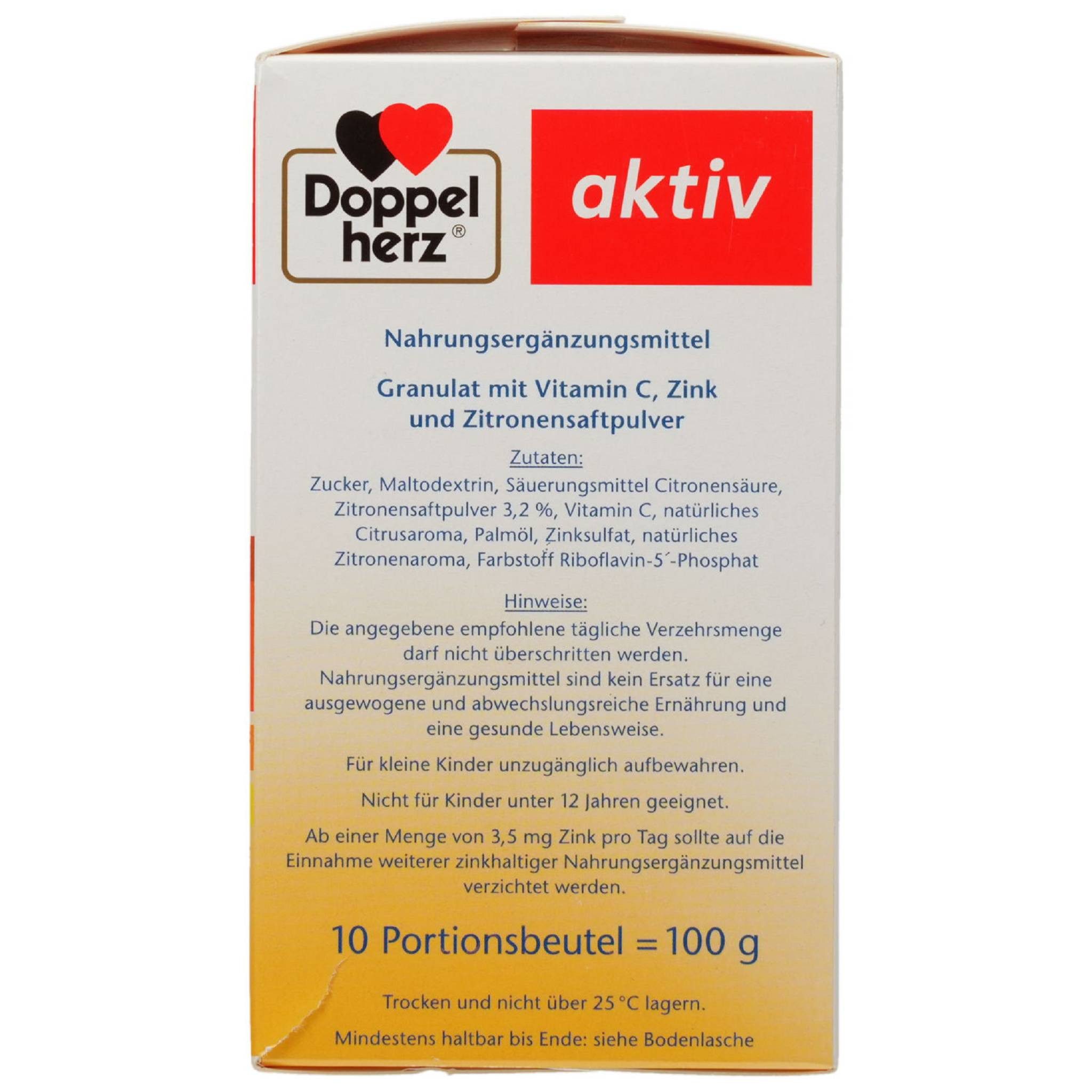 Queisser Pharma GmbH & Co. KG Tee DOPPELHERZ heiße Zitrone Vitamin C+Zink Granulat