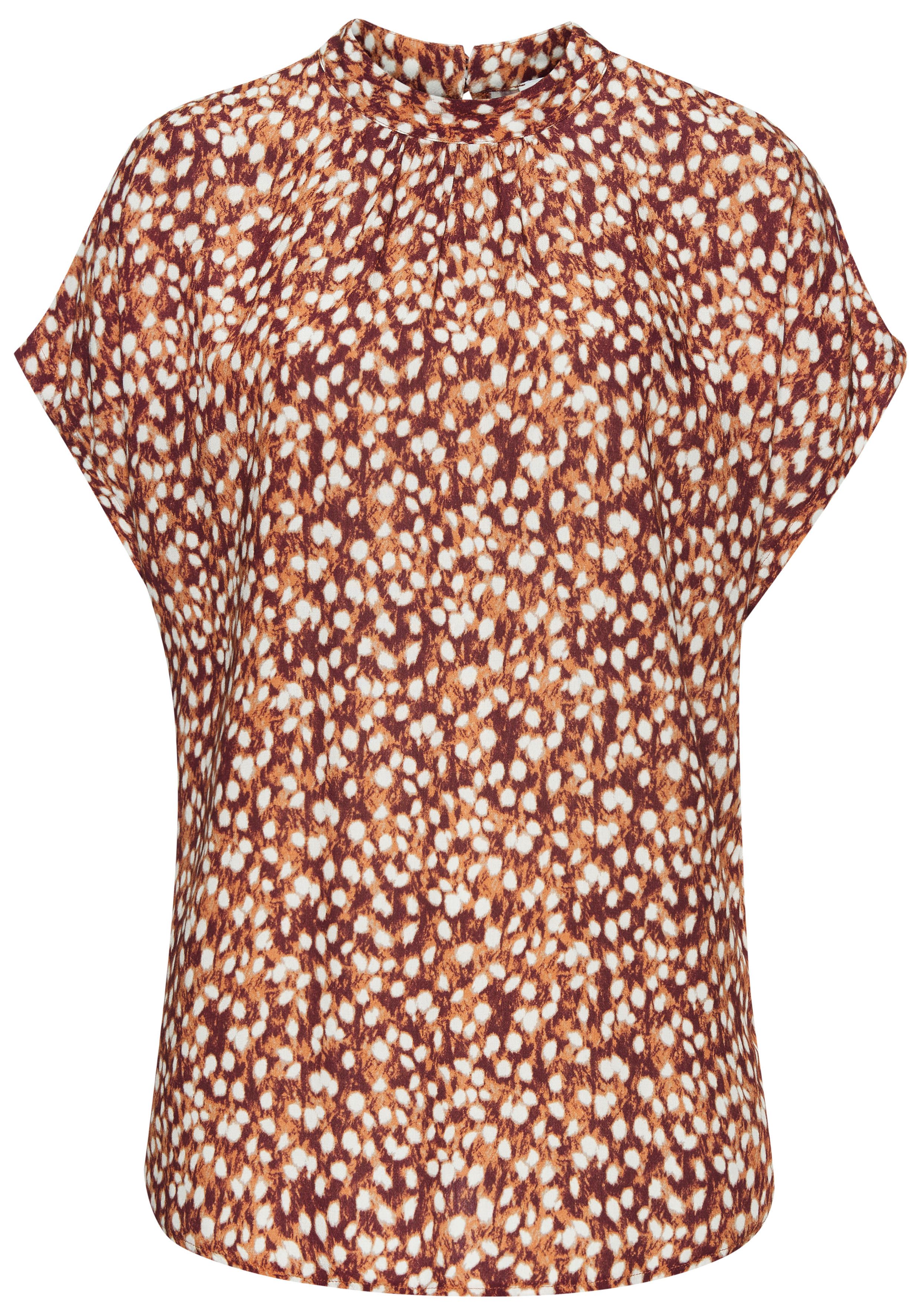 Vivance by Lascana Kurzarmbluse mit schmalem Stehkragen und Pünktchendruck Blusenshirt mit weiten Ärmeln, elegante Druckbluse, lockere Form – Bild 2 von 5