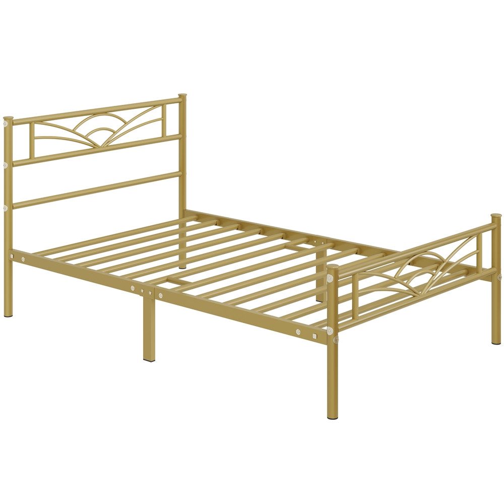 Yaheetech Bettgestell Metallbett, Bettrahmen mit Kopfteil, Doppel/Einzelbett 90x190/90x200/140x200cm