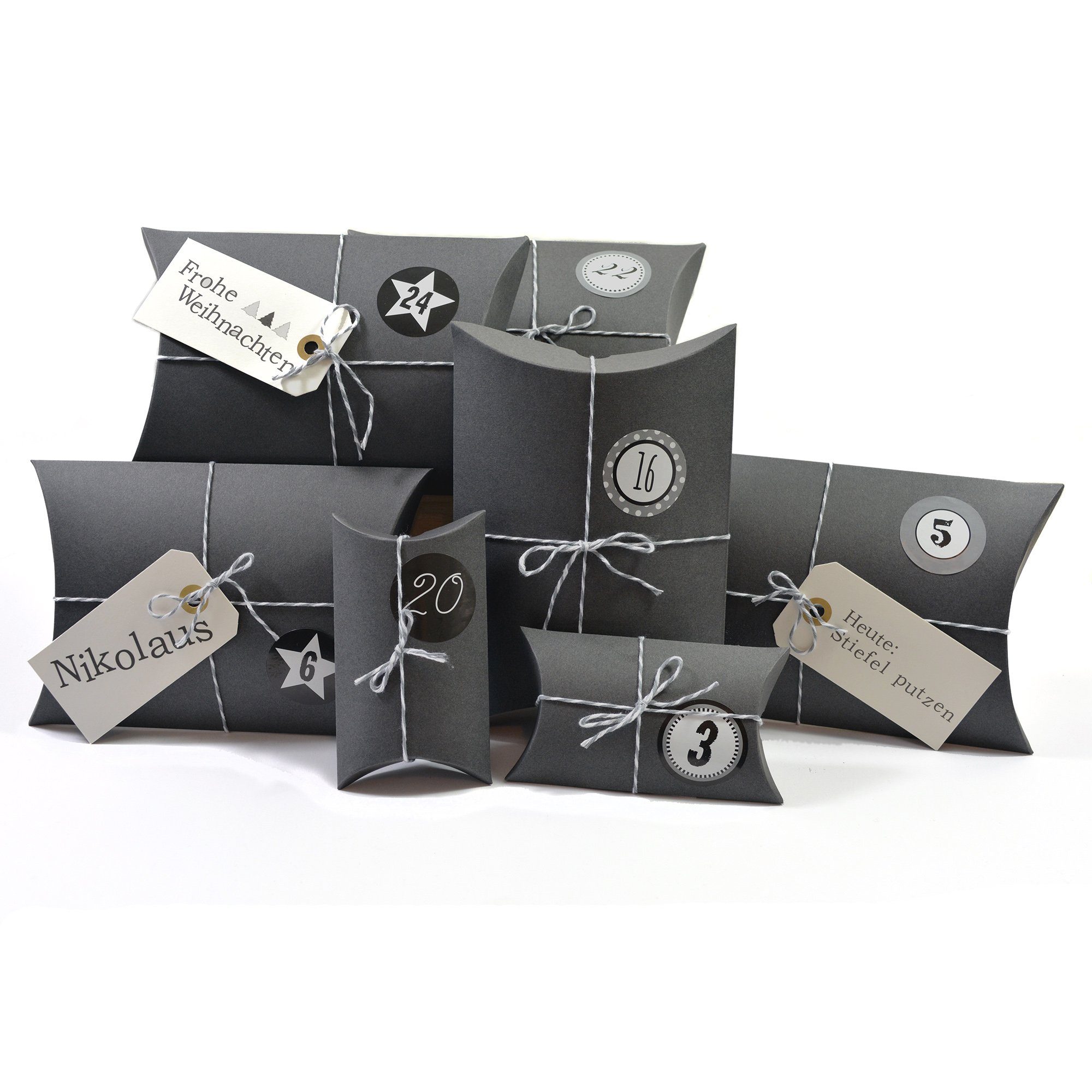 Frau WUNDERVoll befüllbarer Adventskalender Adventskalender HoHoHo, Farbe grau (Ziffern grau)