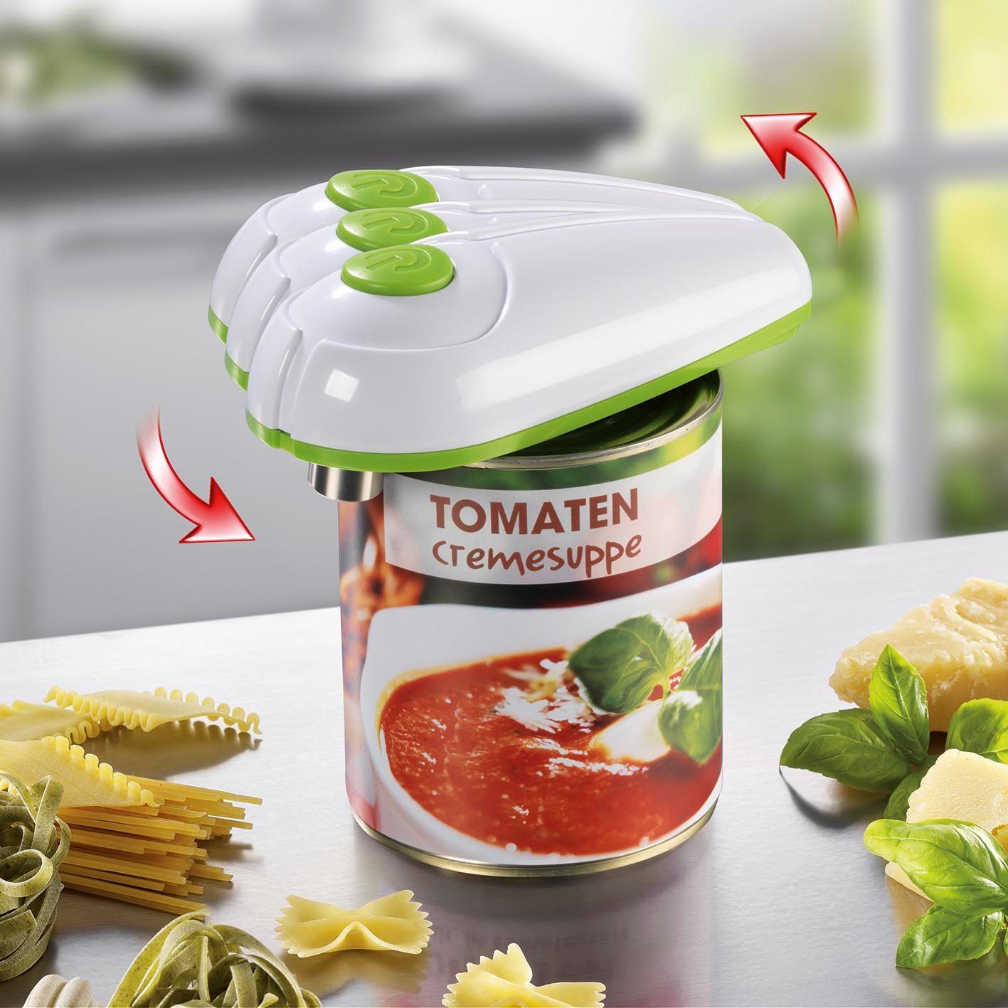 GOURMETmaxx Elektrischer Dosenöffner, weiß/green