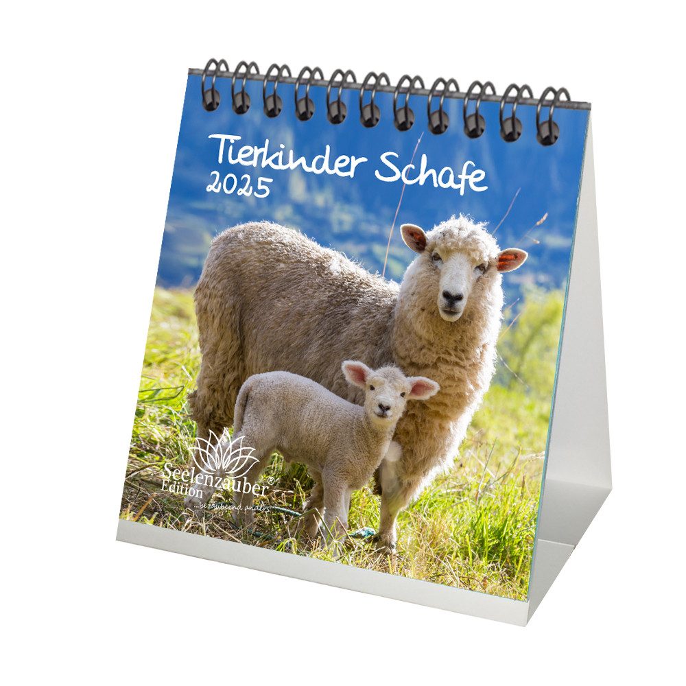 Seelenzauber Tischkalender Tierkinder Schafe Kalender für 2025 Format
