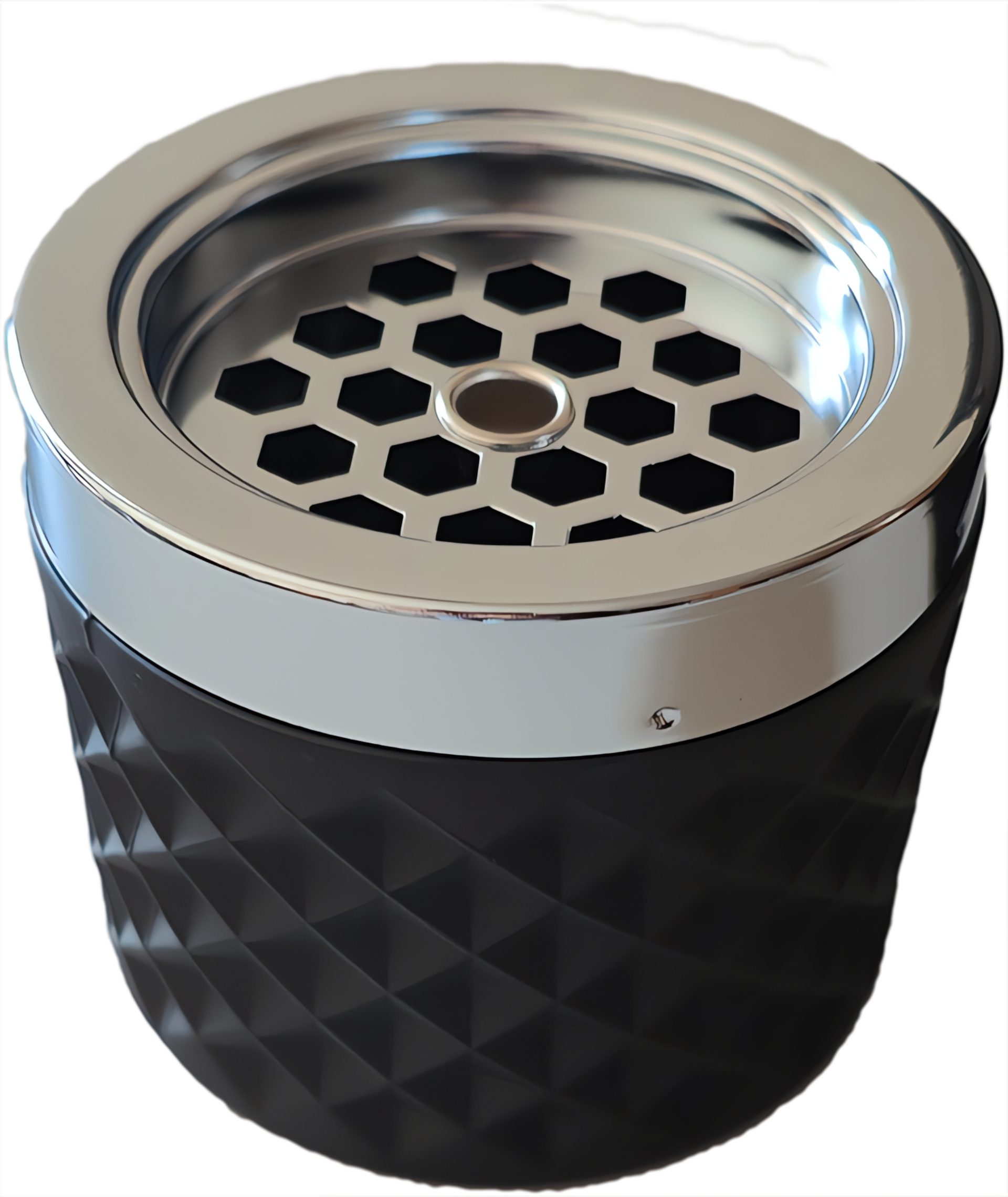 SonnenPartner Aschenbecher Sturm-Aschenbecher aus mattschwarzem Glas mit Metallkopf