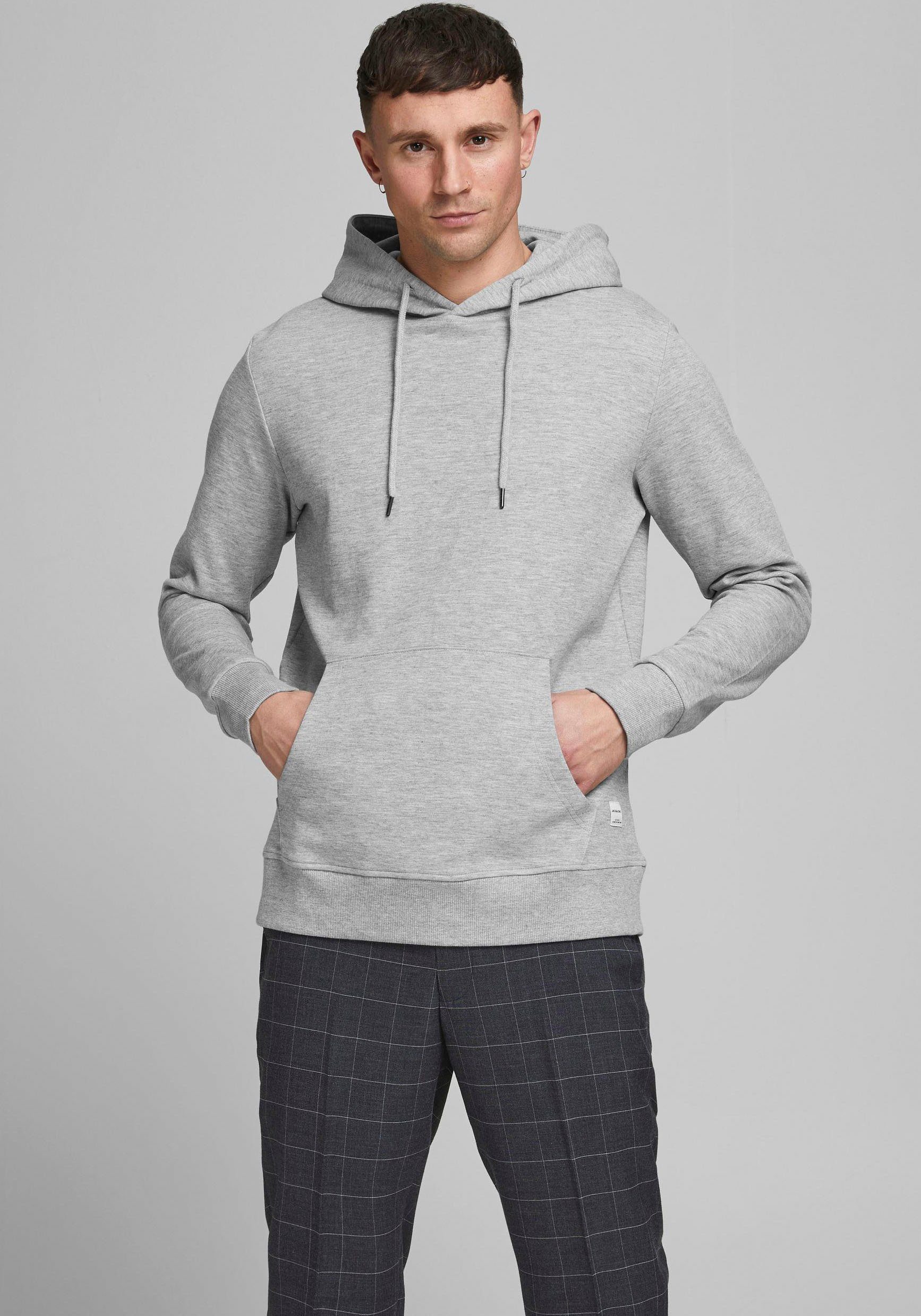 & SWEAT hellgrau-meliert HOOD Kapuzensweatshirt BASIC Jack Jones