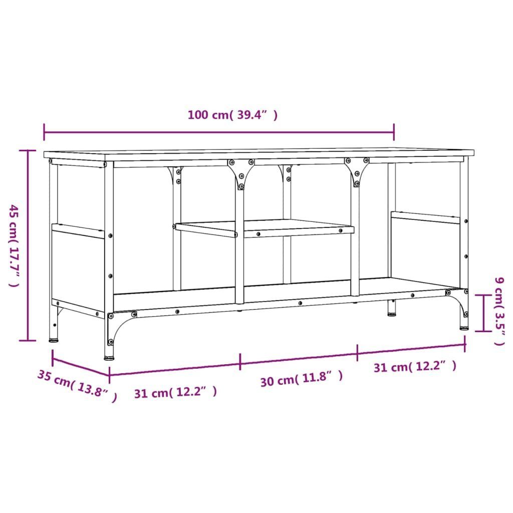 Eisen 100x35x45 Holzwerkstoff TV-Schrank Sonoma-Eiche cm & furnicato