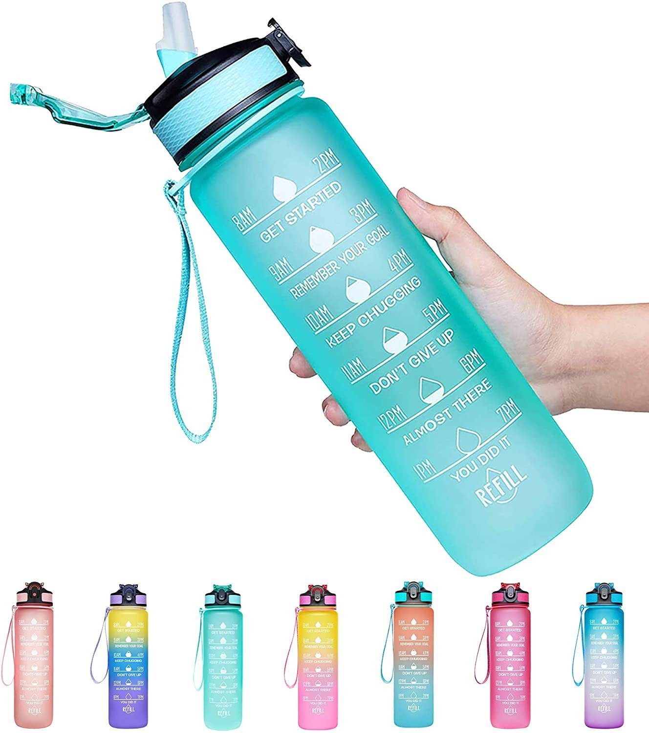 Henreal Trinkflasche 1000ml Fassungsvermögen Sportwasserflasche