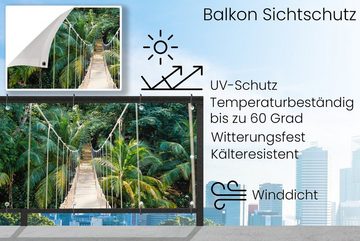 MuchoWow Balkonsichtschutz Dschungel - Palme - Brücke - Natur - Pflanzen (1-St) Balkonbanner, Sichtschutz für den Balkon, Robustes und wetterfest