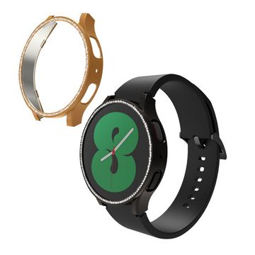 kwmobile Smartwatch-Hülle 2x Kunststoff Hülle für Samsung Galaxy Watch 5 (44mm), Schutzrahmen - Glitzer Schutzhülle in Schwarz Rosegold