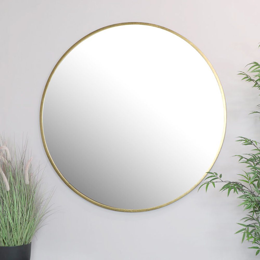 Home Collective Настенное зеркало rund wandmontiert mit Metallrahmen in 3 Größen, für Bad, Flur, Wohnzimmer, Esszimmer, Schminkspiegel, 60x60cm gold