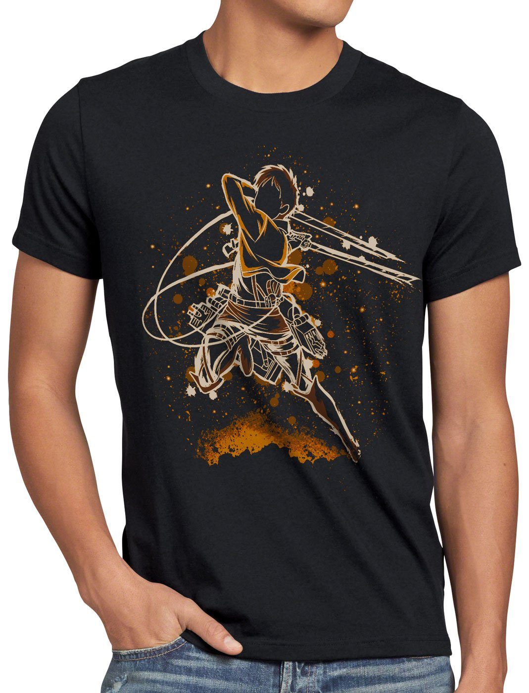 style3 Print-Shirt Herren T-Shirt Shiganshina Defence japan anime AoT Titan on Attack