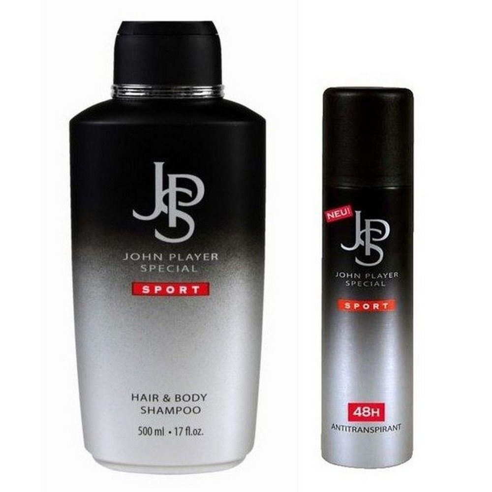John Player Special Hautreinigungs-Set Sport Hair & Body Shampoo 500ml + Antitranspirant 150ml
