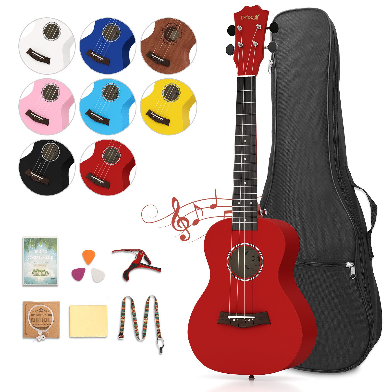 NAIMP Ukulele Kleine Gitarre 23 Zoll Konzert Ukulele Set