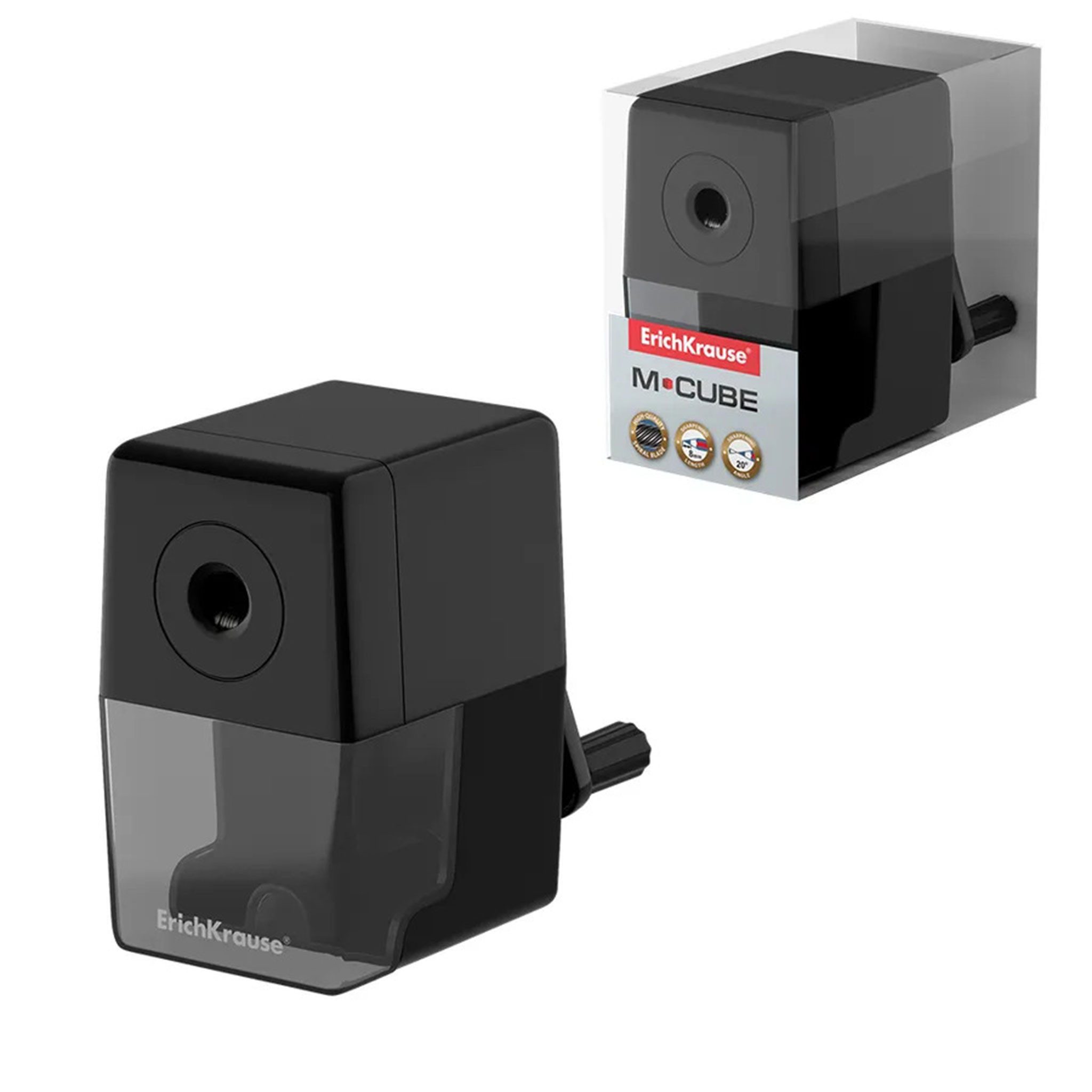 Erich Krause Anspitzer, Spitzer mit Kurbel und Dose 4x7x9cm Kunststoff 1 Stück Schwarz