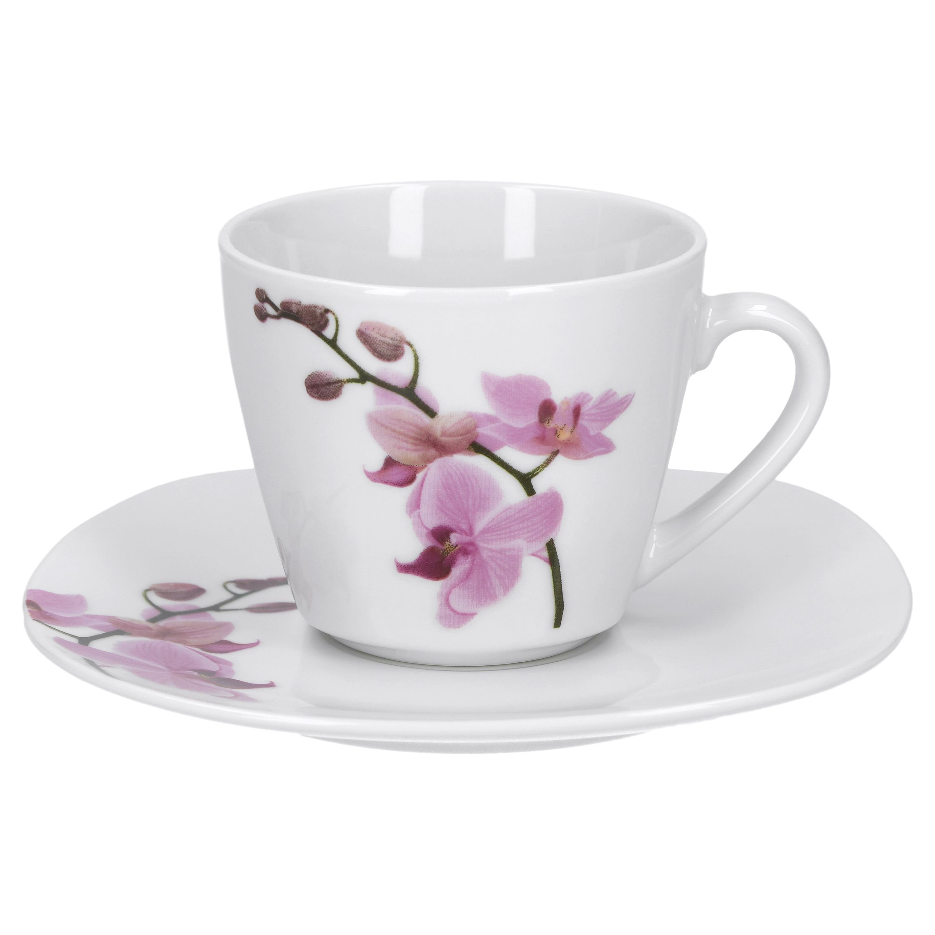 Set Tasse Orchidee van Kyoto Kaffeeuntertasse Well mit 6er Kaffeetasse