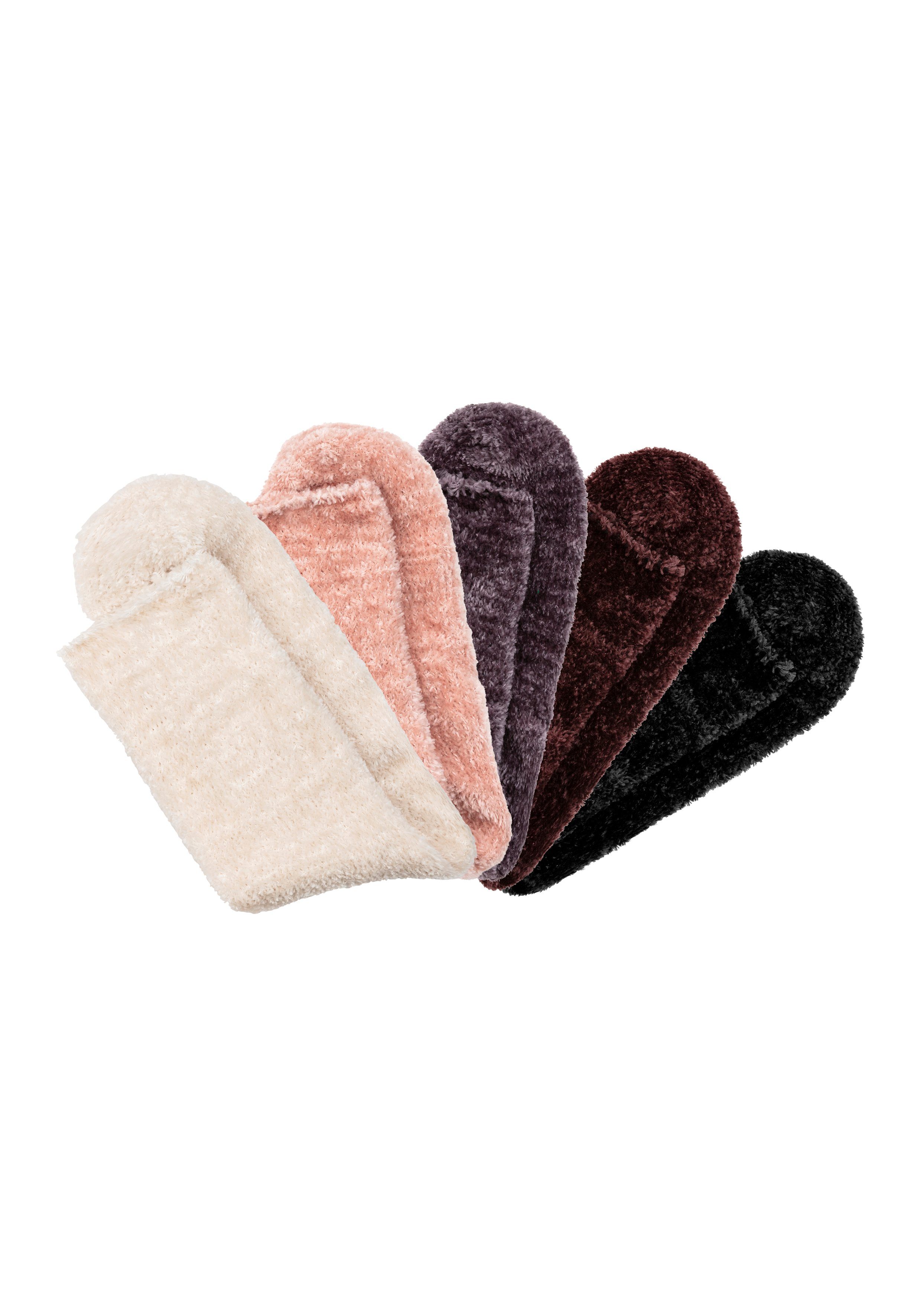 Lavana Kuschelsocken (Packung, 5-Paar) Bettsocken aus weichem, leicht glänz günstig online kaufen
