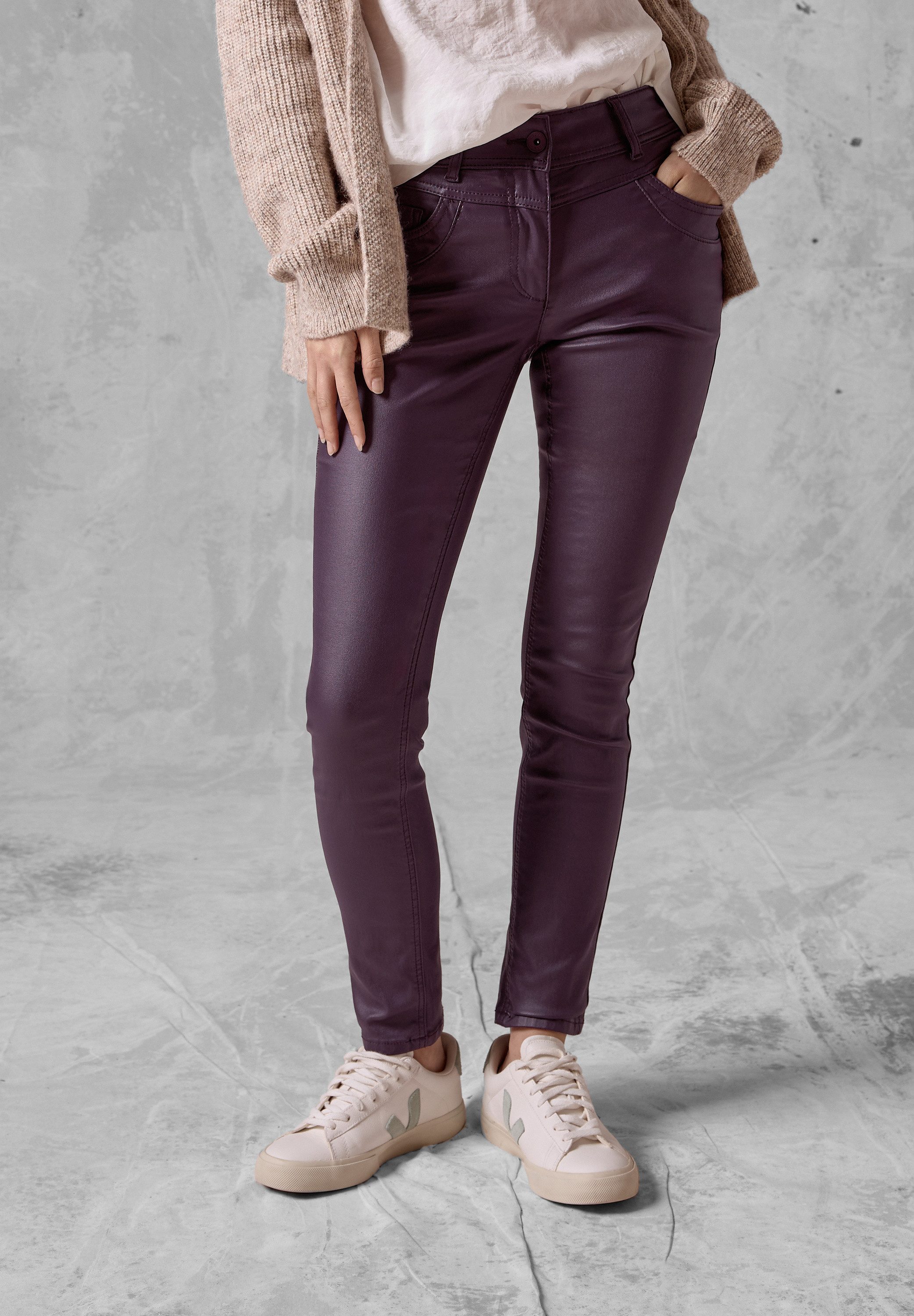 CECIL Lederimitathose Middle Waist günstig online kaufen
