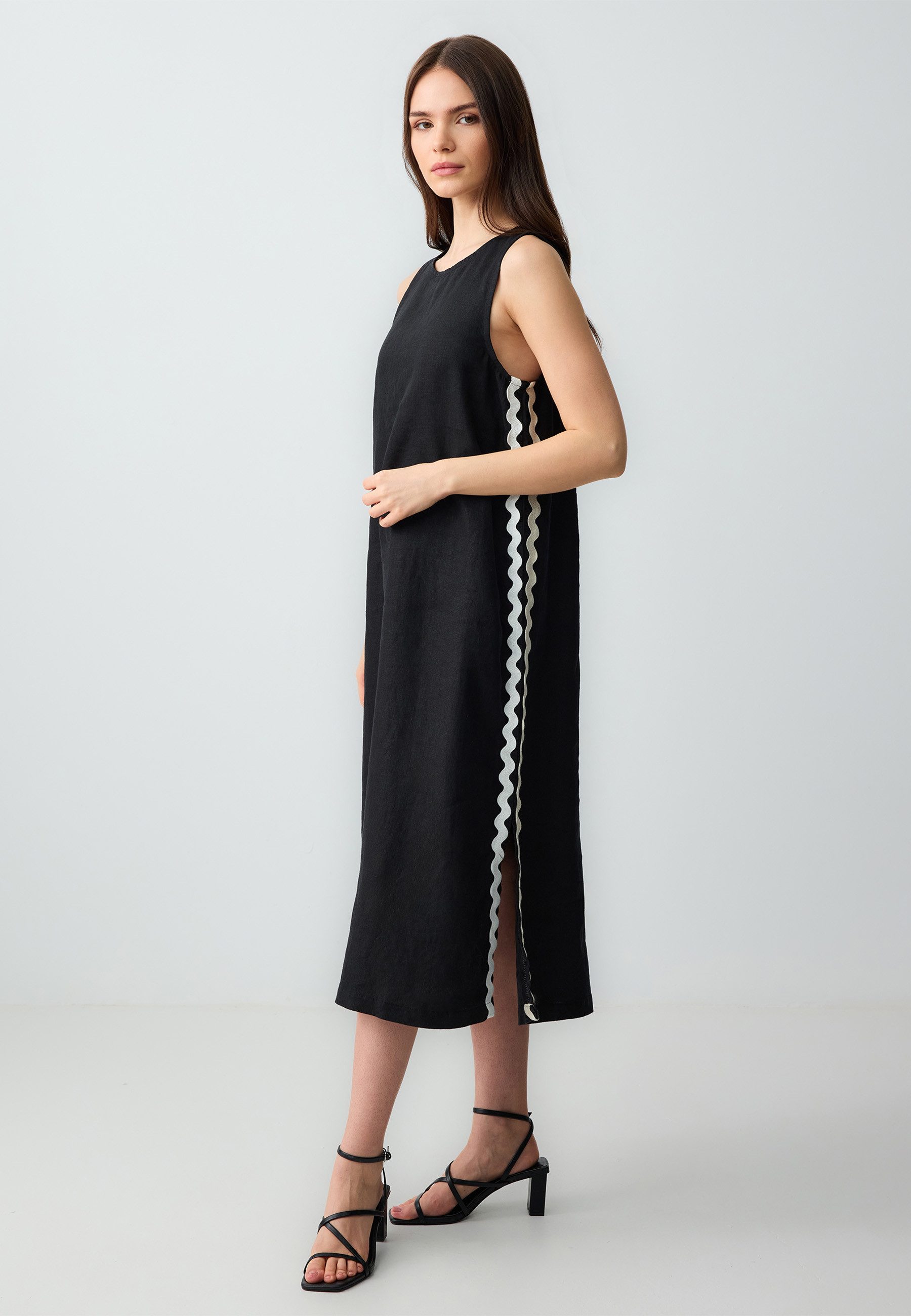 Minikleid Gewebtes Schwarzes Kleid