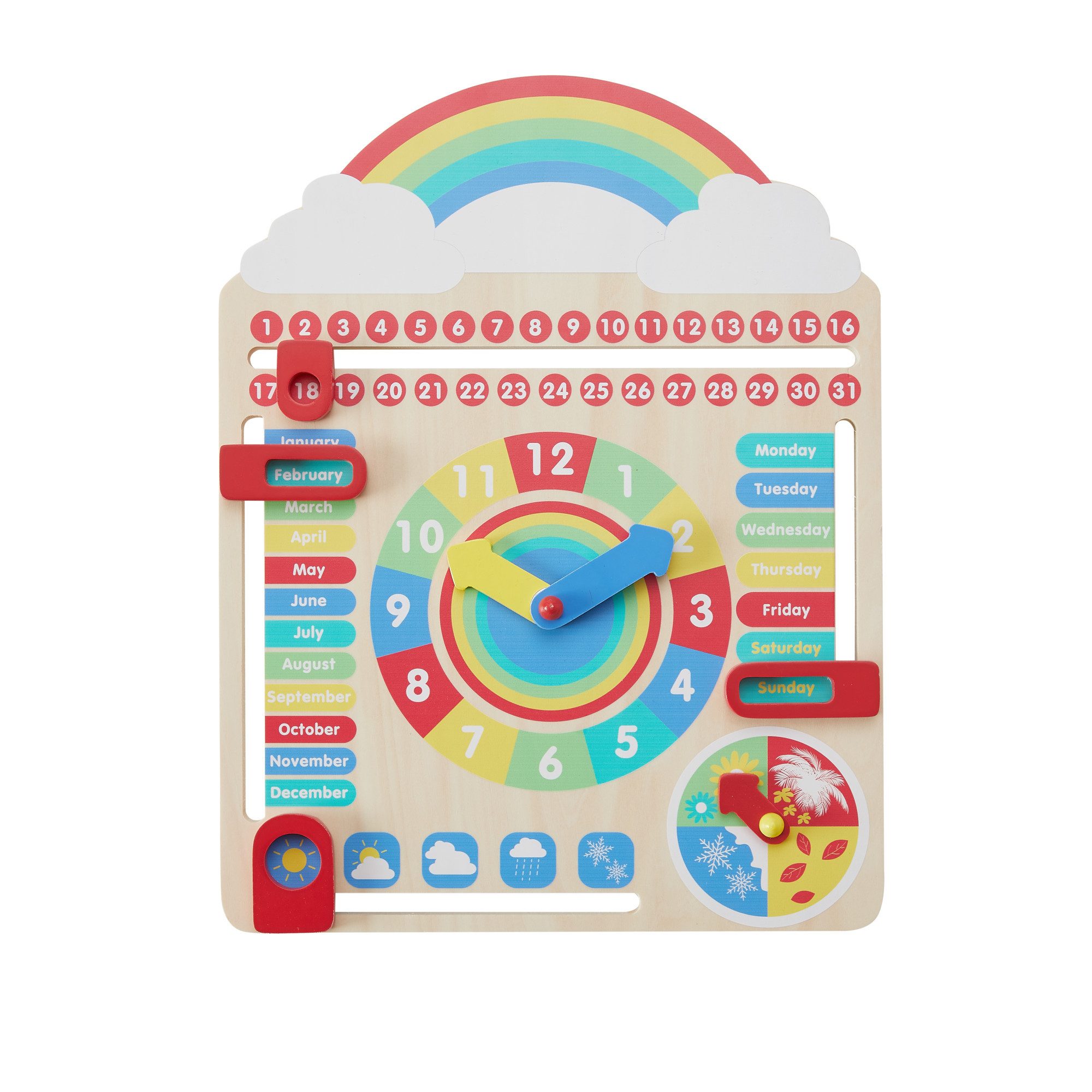 TEAMSON™ KIDS    Lernspielzeug Lern-Kalender aus Holz mit Uhr, Wetter & Jahreszeiten