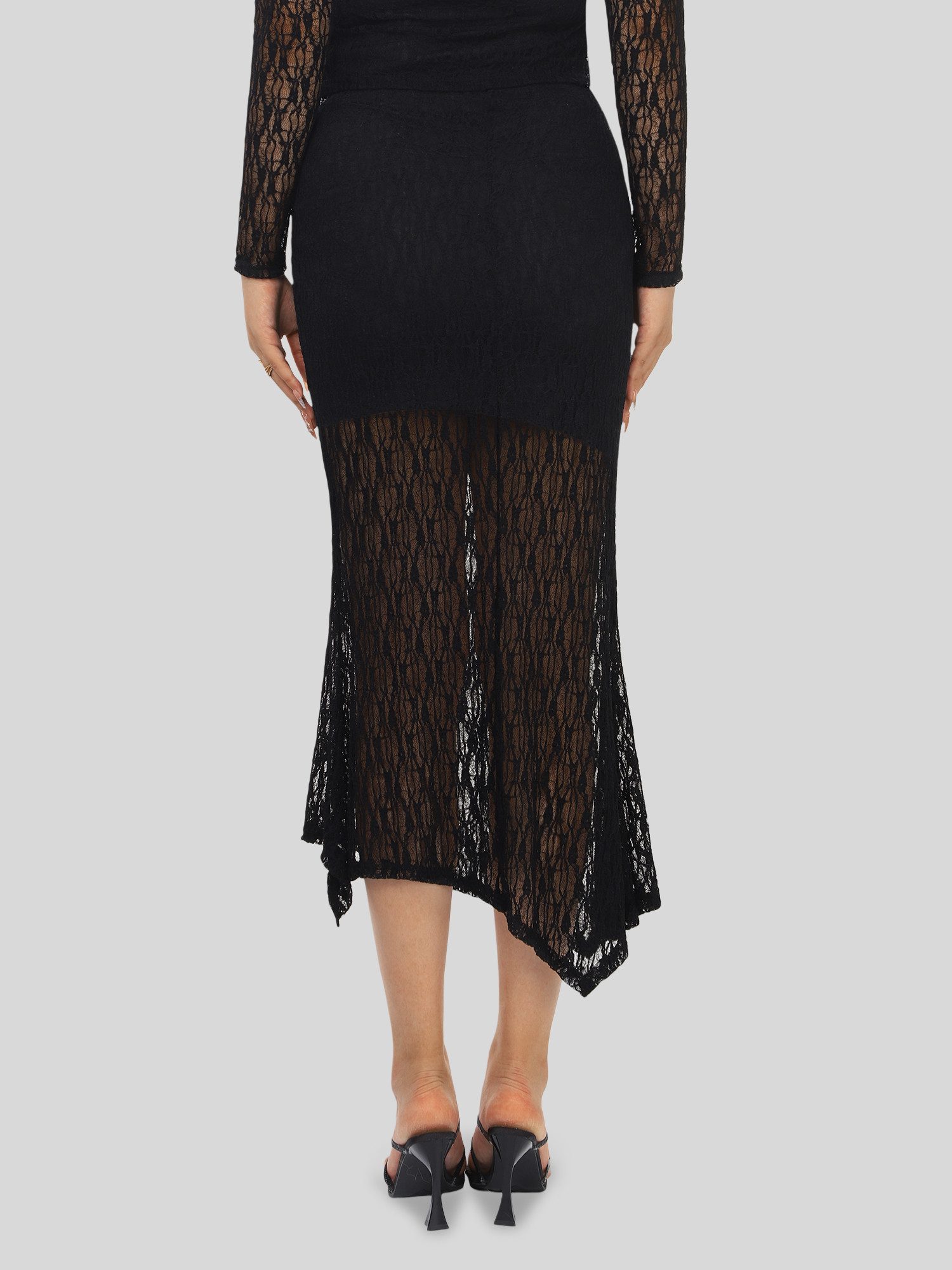 LAPA PLUS Midirock Eleganter Damen Fischschwanzrock aus Spitze, asymmetrisc günstig online kaufen