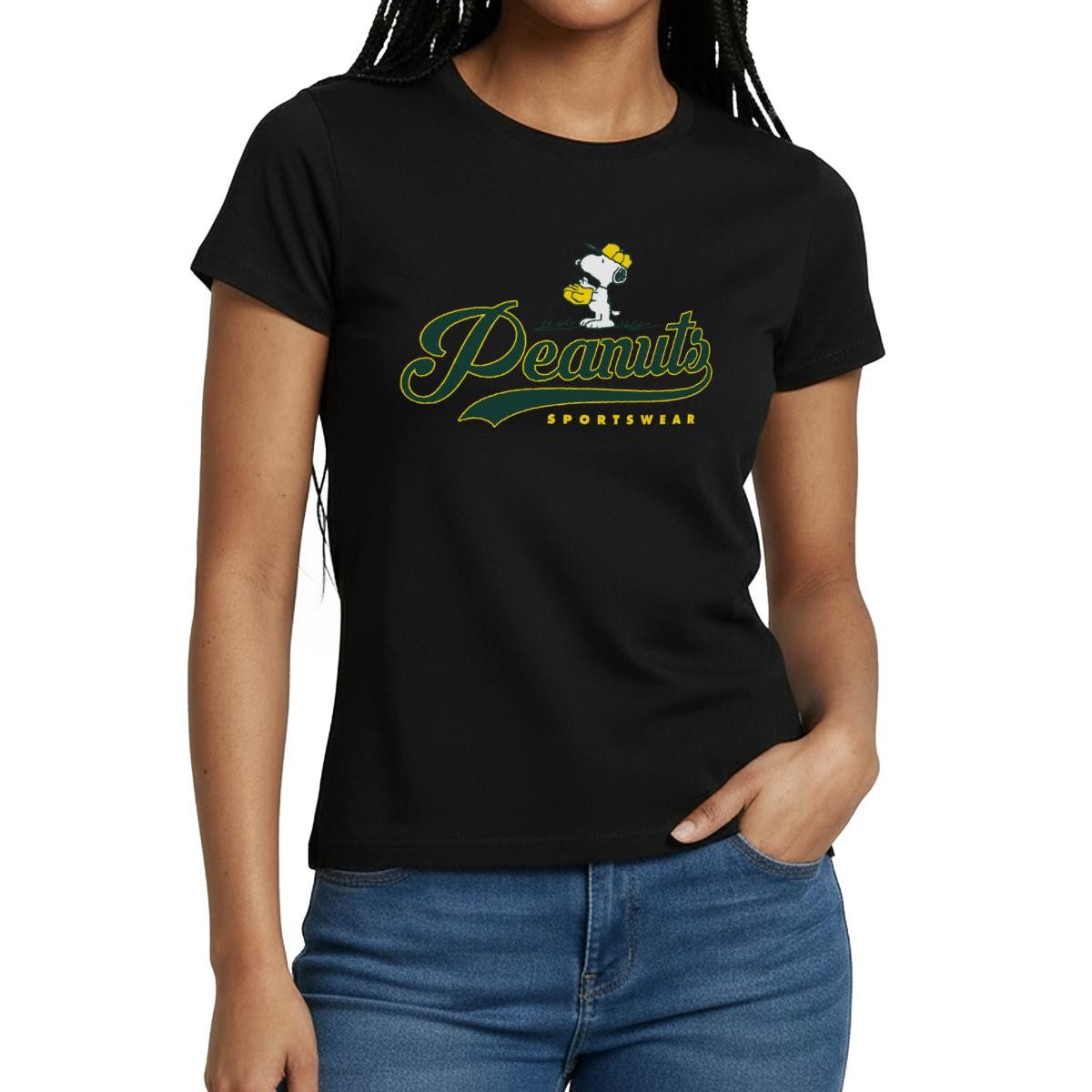 Spreadshirt T-Shirt Peanuts Snoopy Baseball Sportswear Frauen T-Shirt (1-tlg)