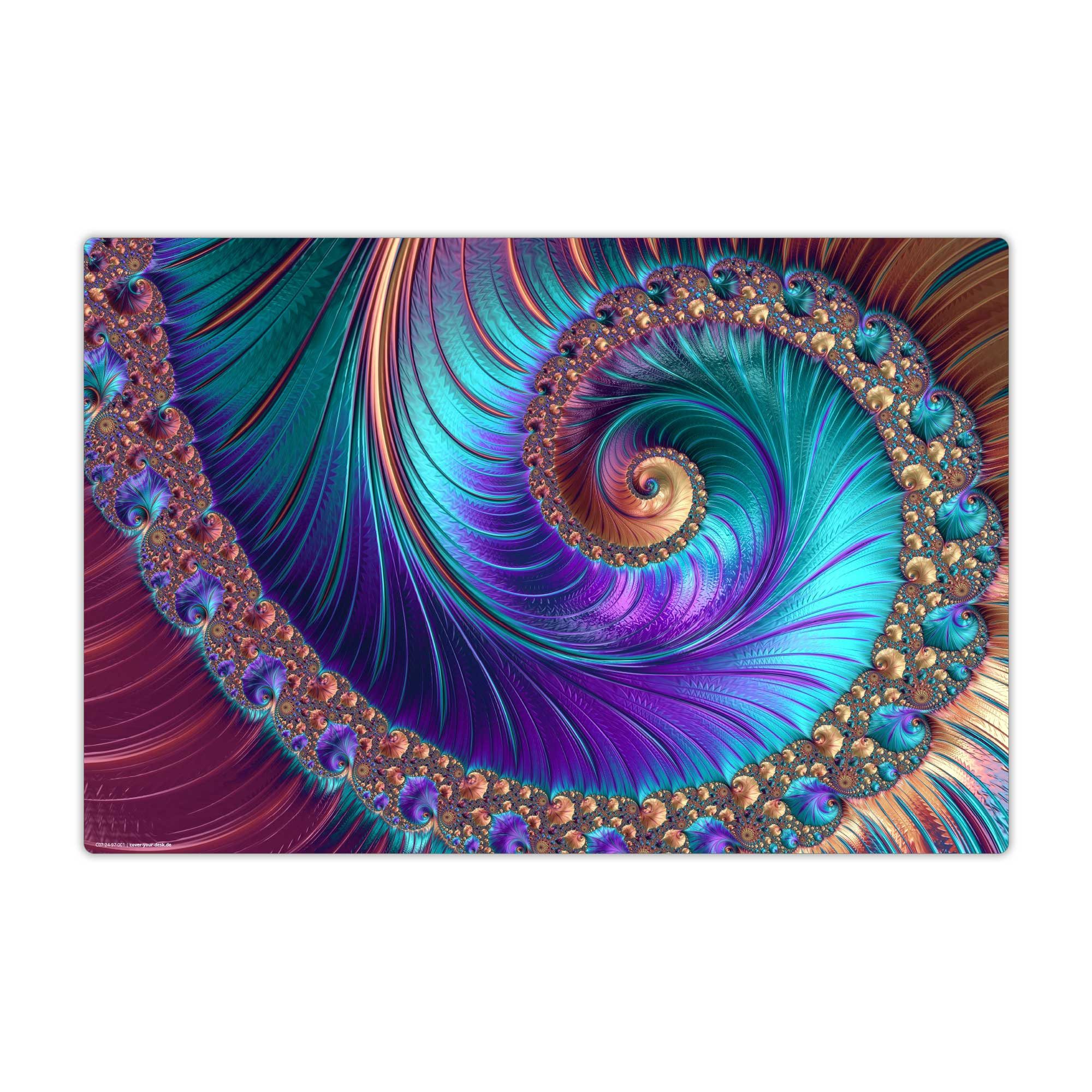 cover-your-desk.de Schreibtischunterlage abwaschbar - lila-blaue Spirale - premium Vinyl - Made in Germany, (1 tlg)