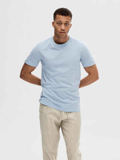 SELECTED HOMME T-Shirt Weiches Rundhals T-Shirt Basic Cotton Shirt Regular SLHAXEL 7024 in Blau-3