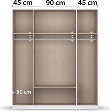 rauch Drehtürenschrank Bari mit Schubkasten und Spiegel mittig, Griffe in Graumetallic