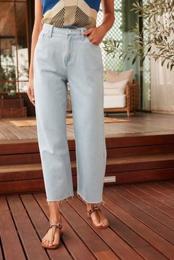 Next Weite Jeans Unversäuberte Cropped-Jeans mit weitem Bein (1-tlg)