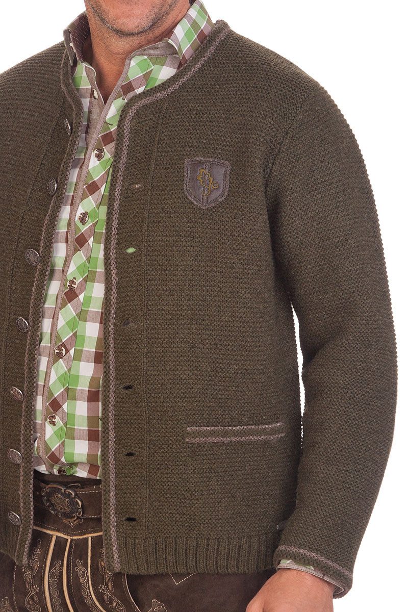 Spieth & Wensky Trachtenstrickjacke Trachten Strickjacke Herren - KALTBACH - moos