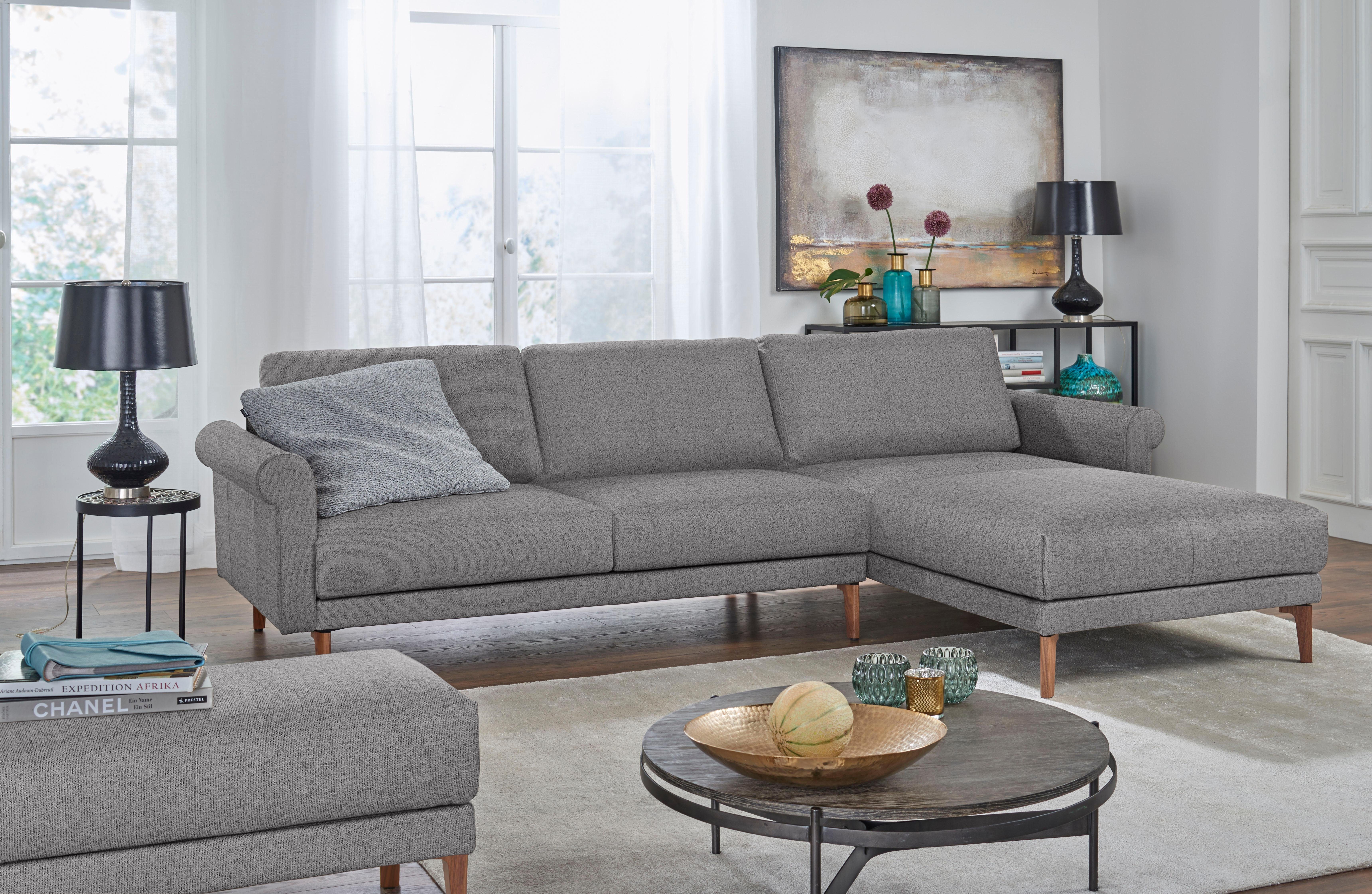 hülsta sofa Ecksofa hs.450, Armlehne Schnecke modern Landhaus, Breite 282 cm, Fuß Nussbaum