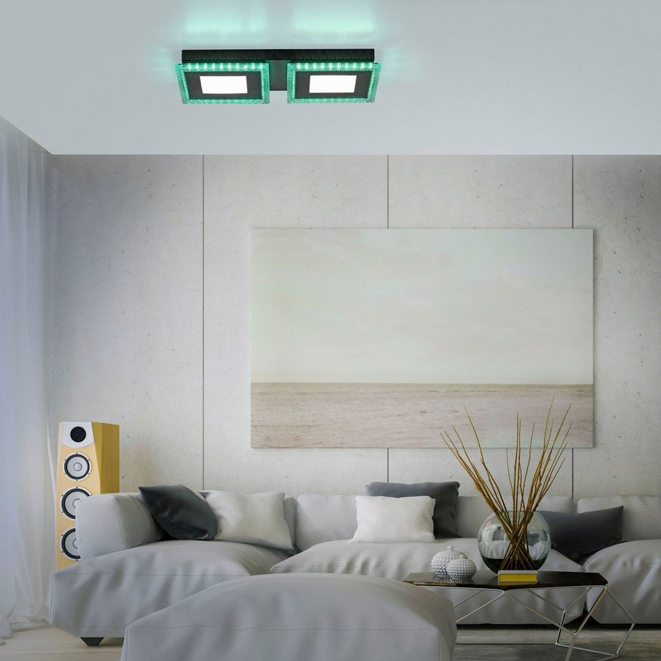 Leuchten Direkt LED Deckenleuchte ACRI, LED fest integriert, warmweiß -  kaltweiß, Lichtquellen separat steuerbar über FB
