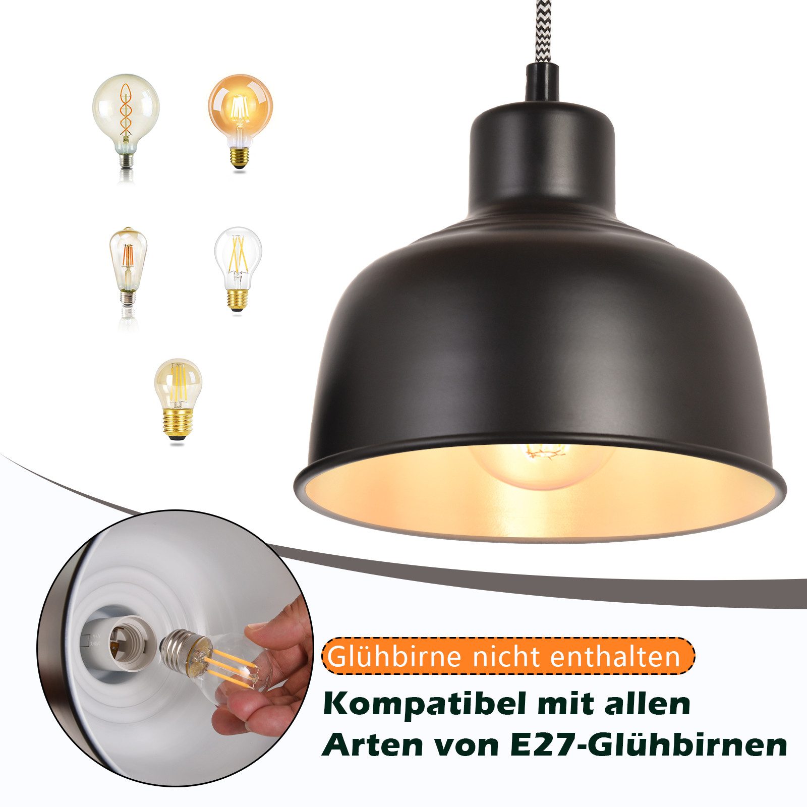 Nettlife Pendelleuchte Schwarz Vintage Esstisch E27 günstig online kaufen