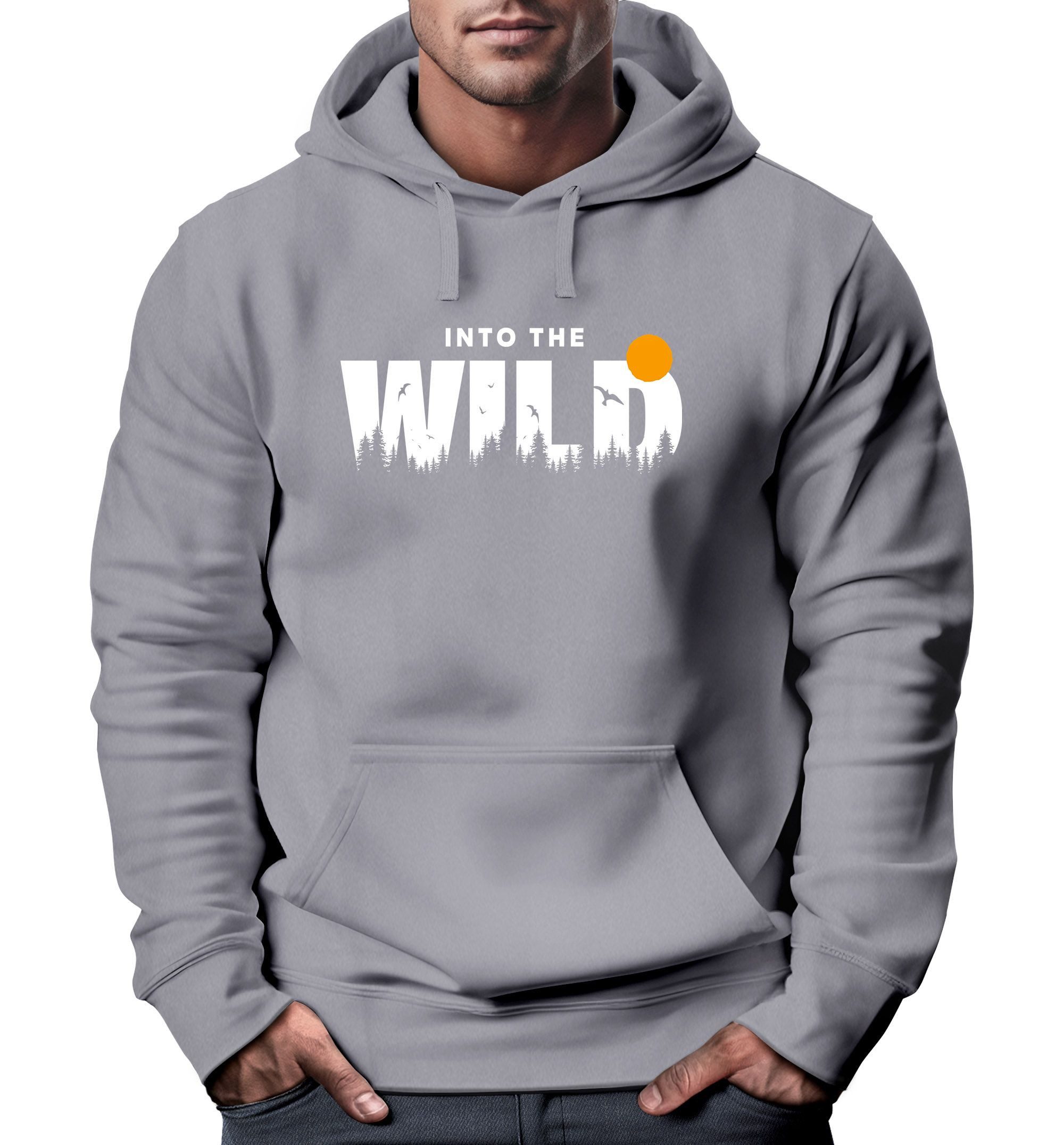 Neverless Hoodie Hoodie Herren Brustprint Bedruckt Into The Wild Schriftzug günstig online kaufen