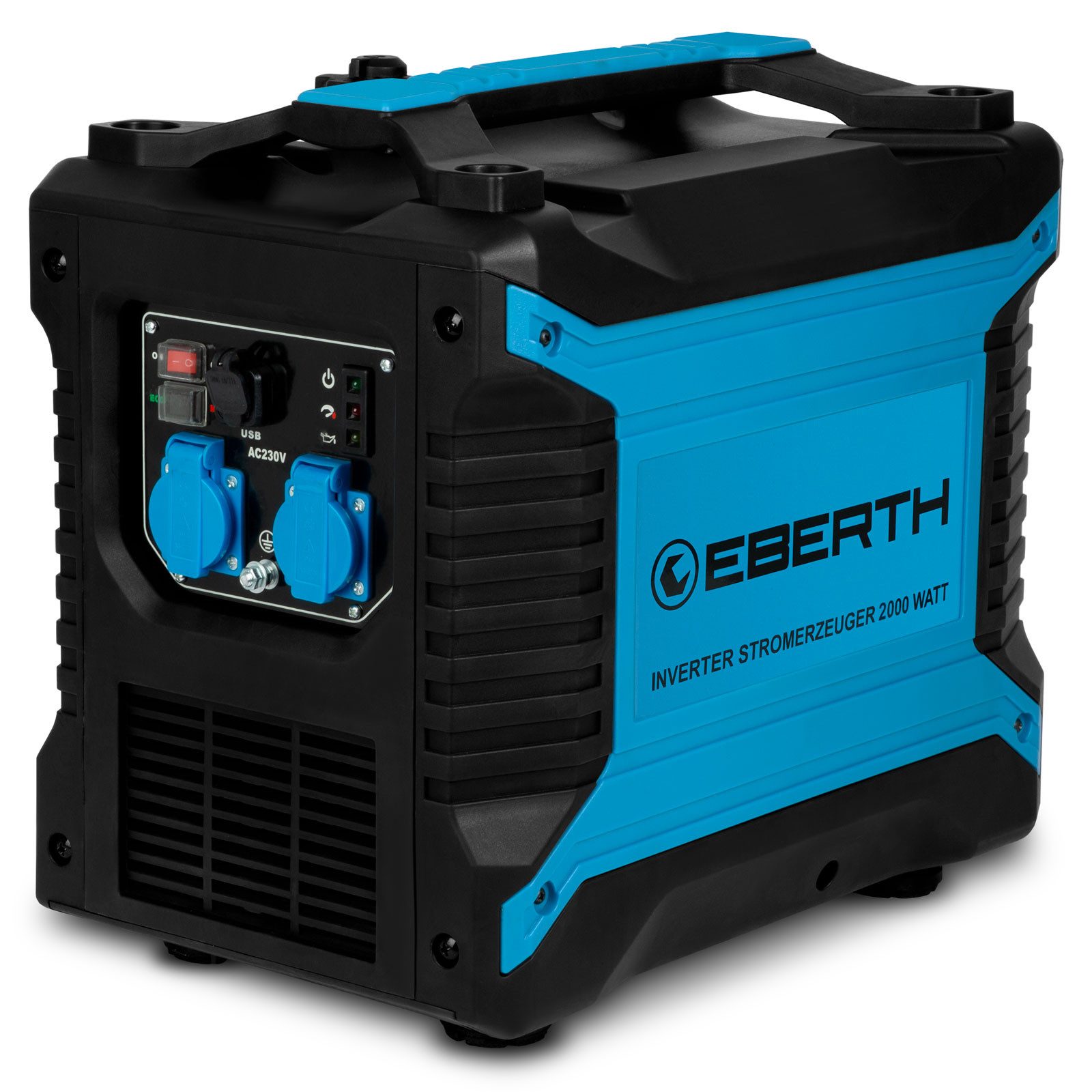 EBERTH Stromerzeuger 2000 Watt Inverter Stromerzeuger leise, 2 in kW, Notstromaggregat mit 3 PS Benzinmotor, 4-Takt