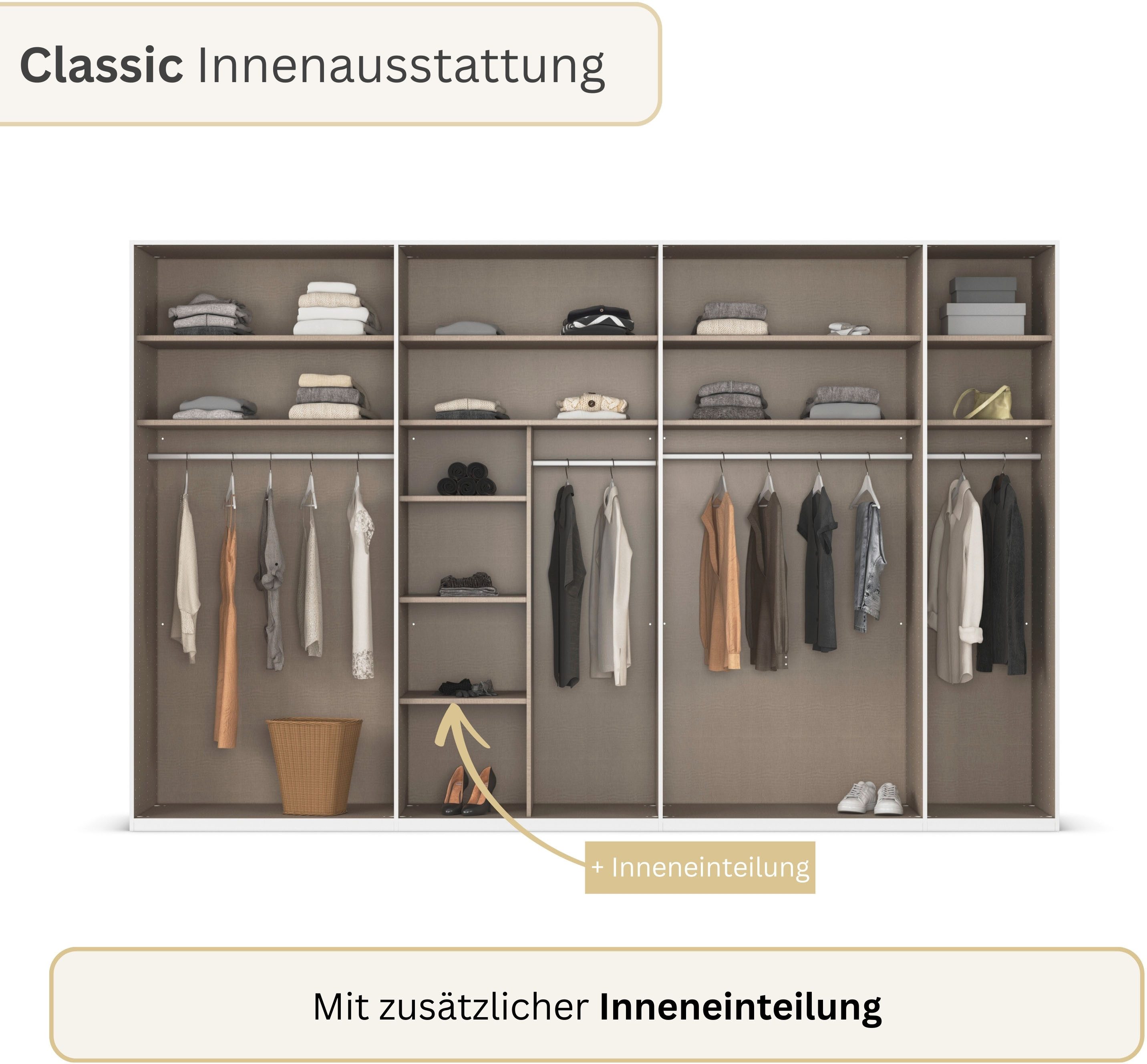 rauch Drehtürenschrank Kleiderschrank Schrank Garderobe Wäscheschrank BESTSELLER MONTCLAR (3 Ausstattungen BASIC/CLASSIC/PREMIUM (SOFT-CLOSE), Breiten 201-400 c – Bild 4 von 5
