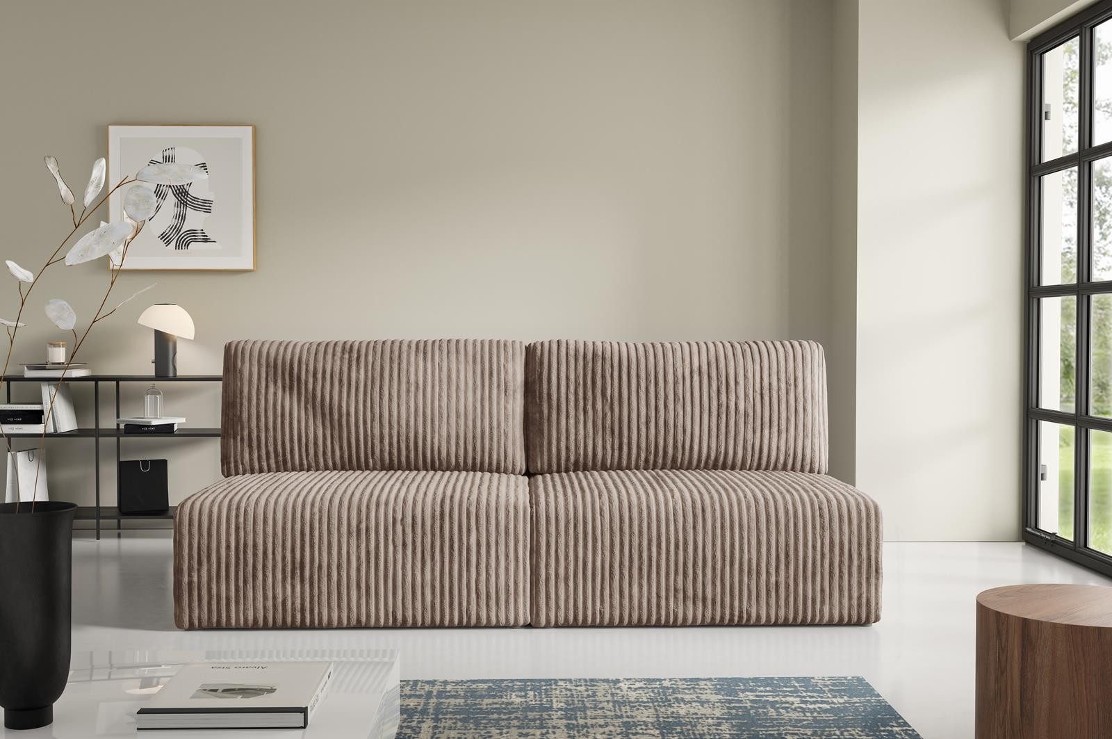 Compleo Schlafsofa klein, Cordsofa ohne Armlehnen, günstig online kaufen