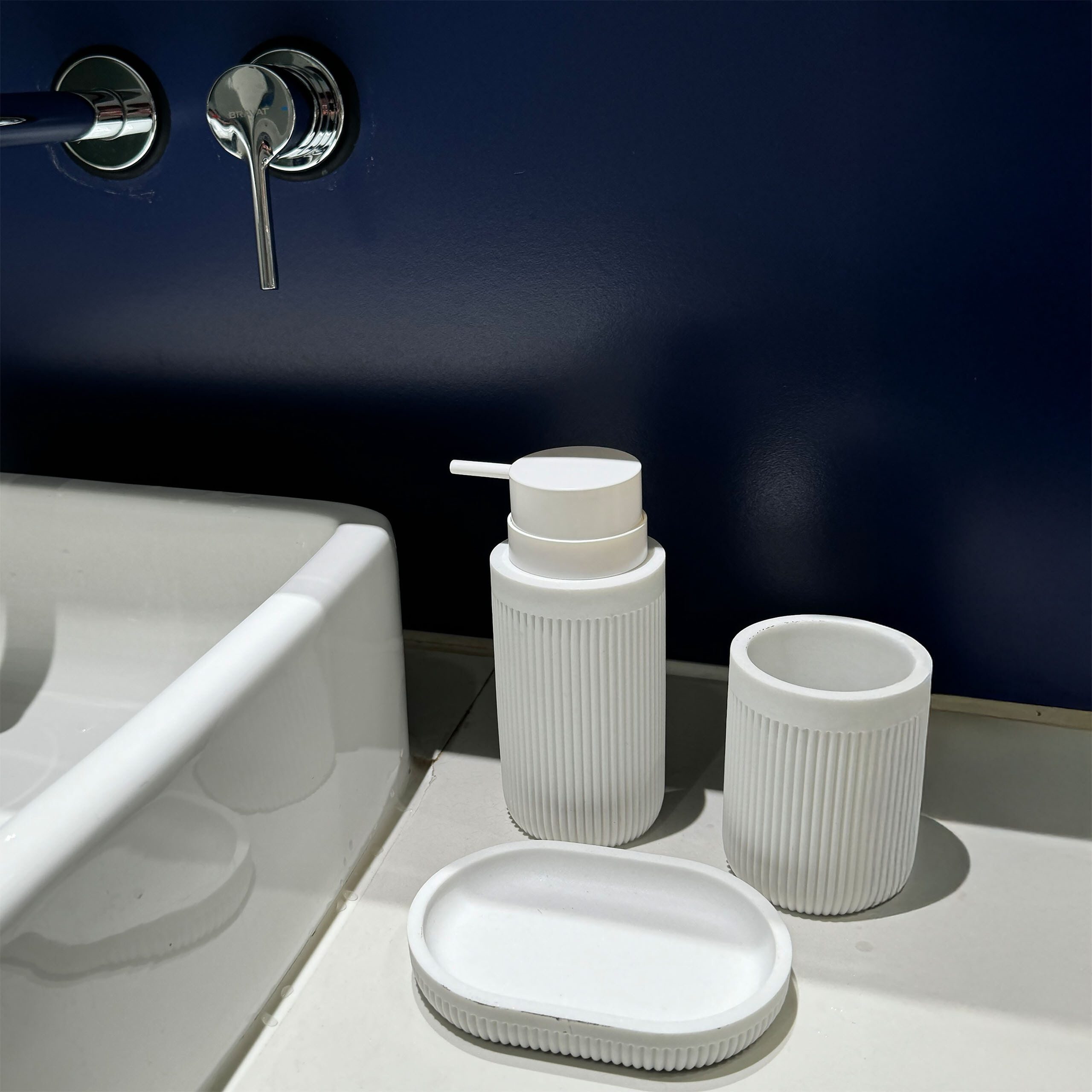 relaxdays Badaccessoire-Set Bad Accessoires 3-teilig, weiß günstig online kaufen