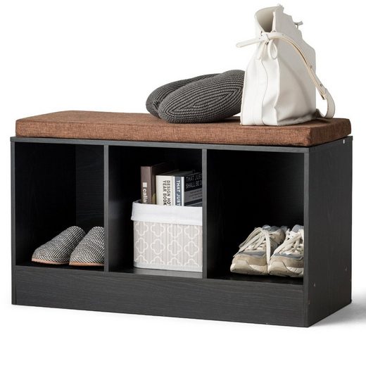 COSTWAY Schuhbank »Schuhregal, Sitzbank«, mit 3 Fächern, 2 Ebenen mit